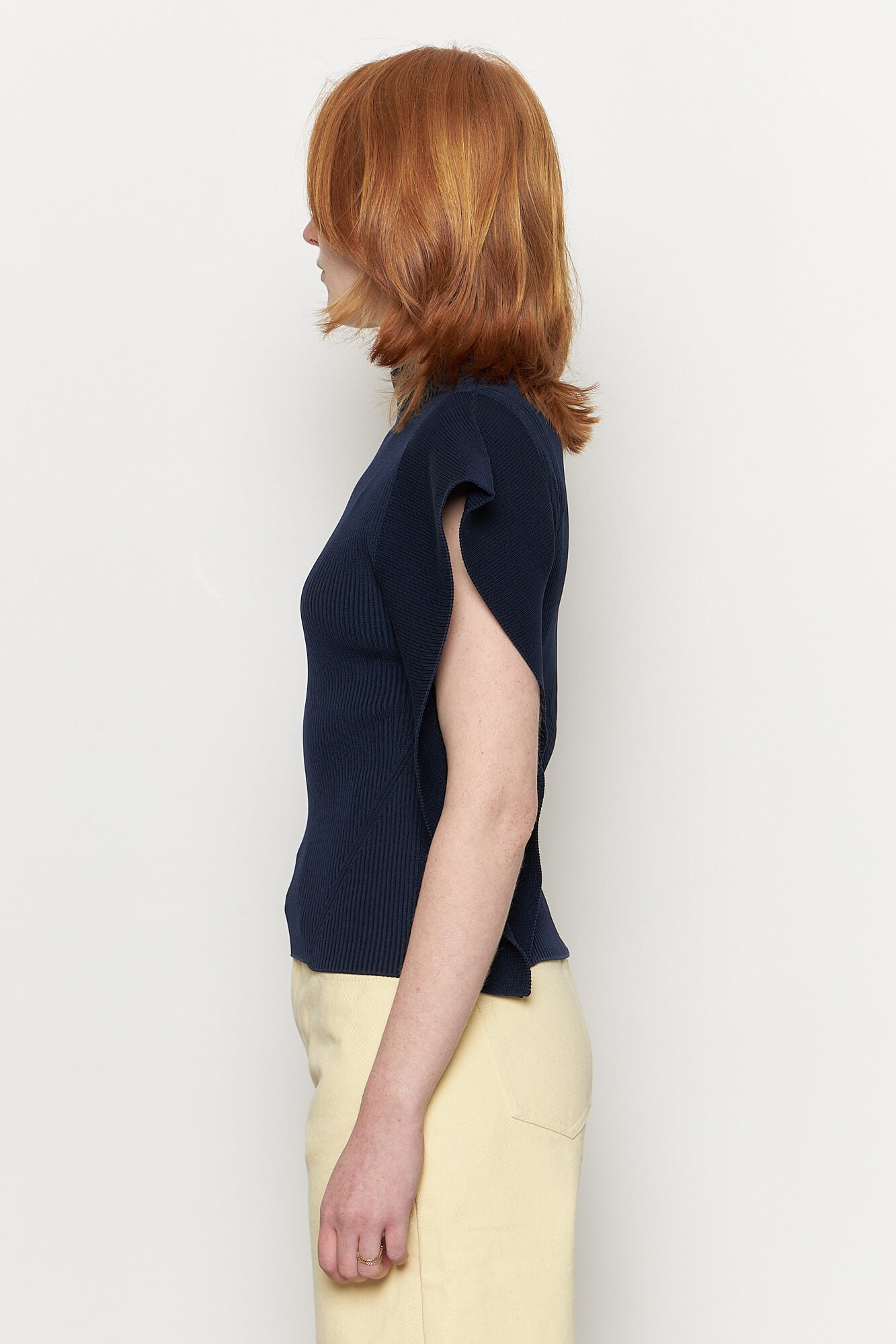 Portrait Crease Top Navy