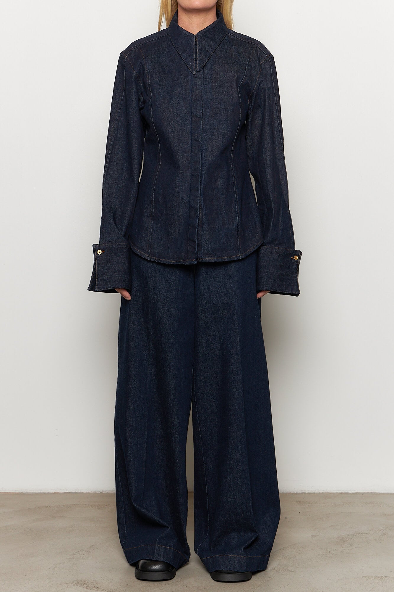 Ira Pointed Collar Denim Shirt