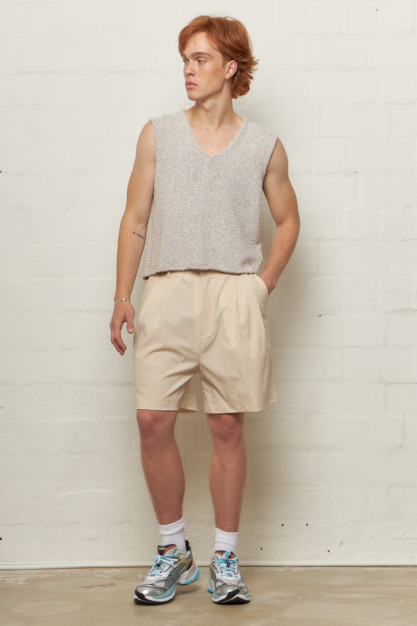 Manson Pleated Shorts Ecru