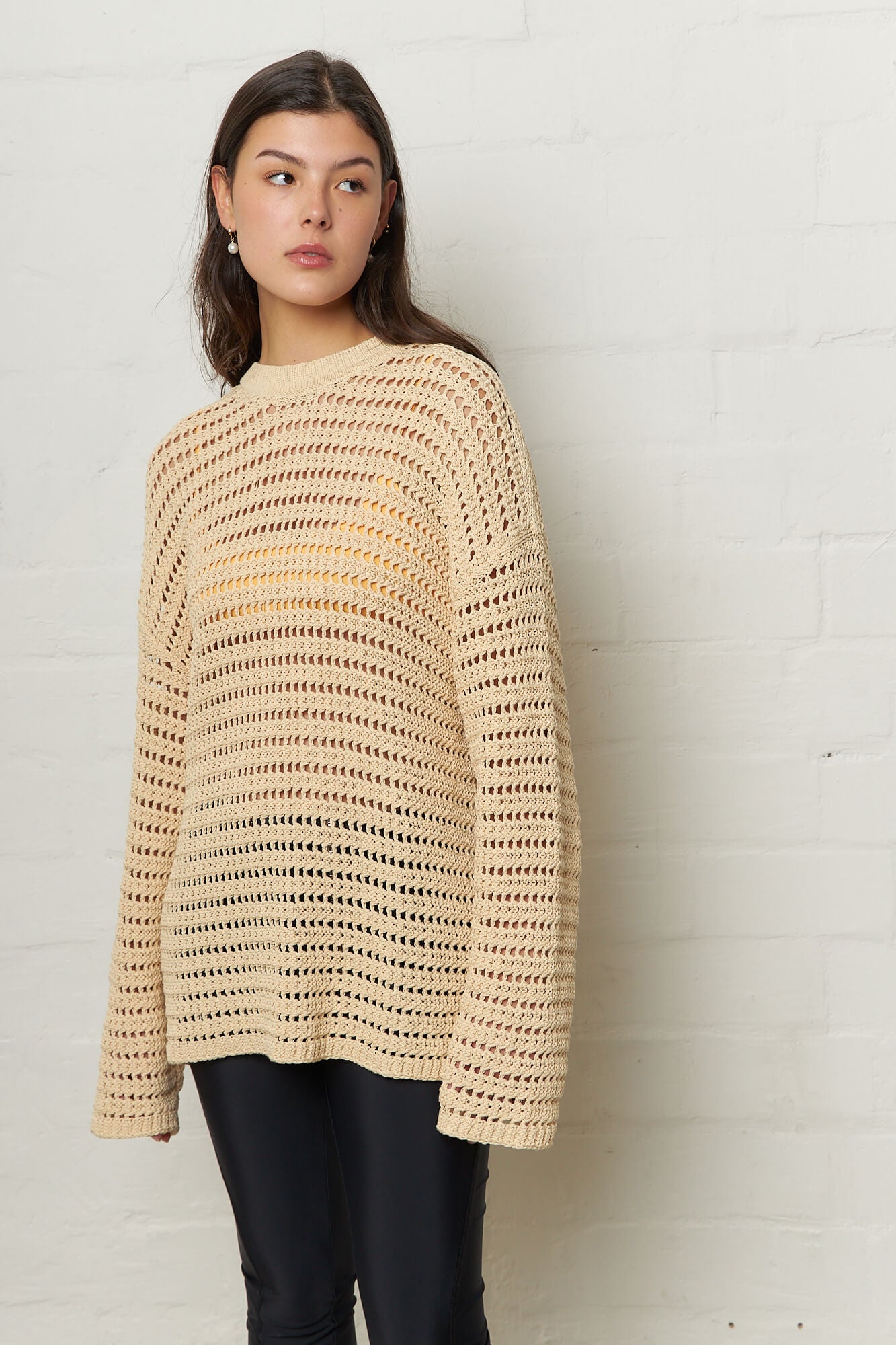 Elton Crochet Crew-Neck Ecru