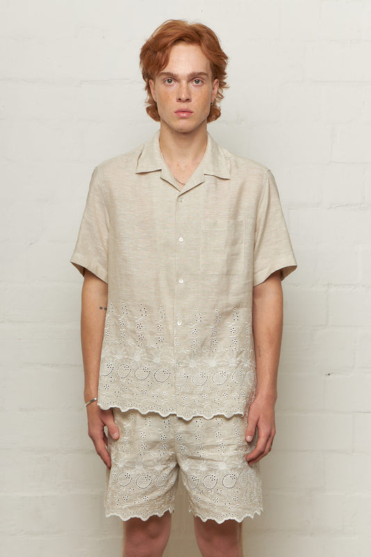 Ture Embroidered Shirt Linen White