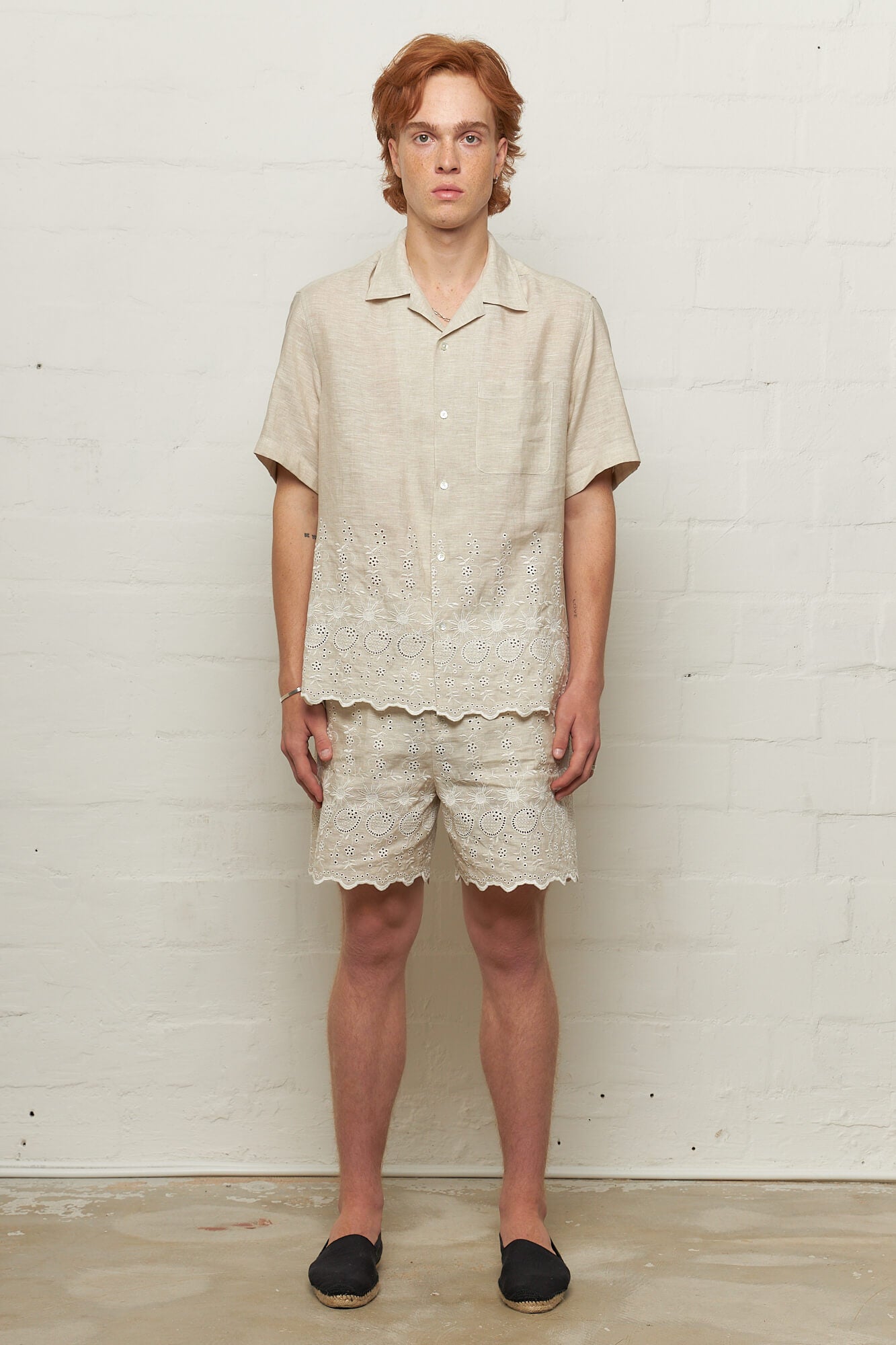 Ture Embroidered Shirt Linen White