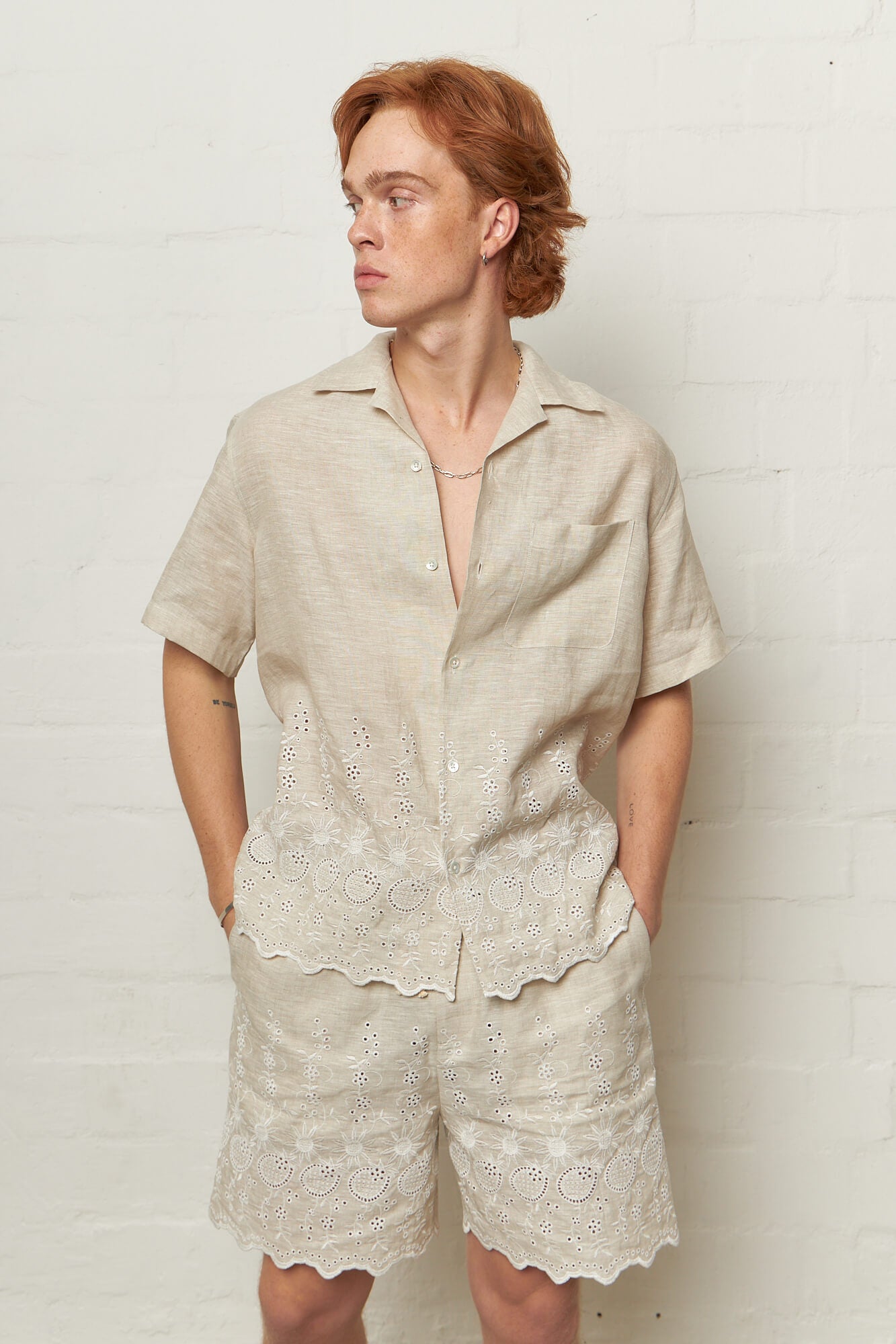 Ture Embroidered Shirt Linen White