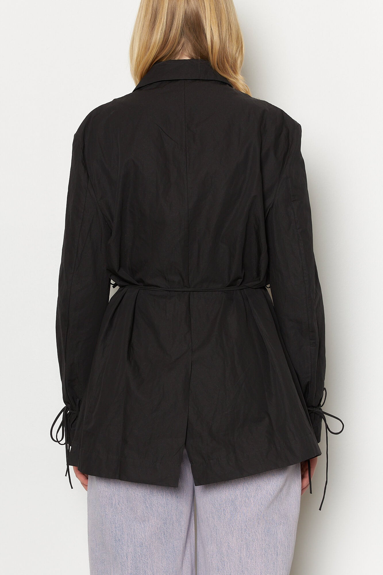 Wrinkled Cotton Blazer w Flower
