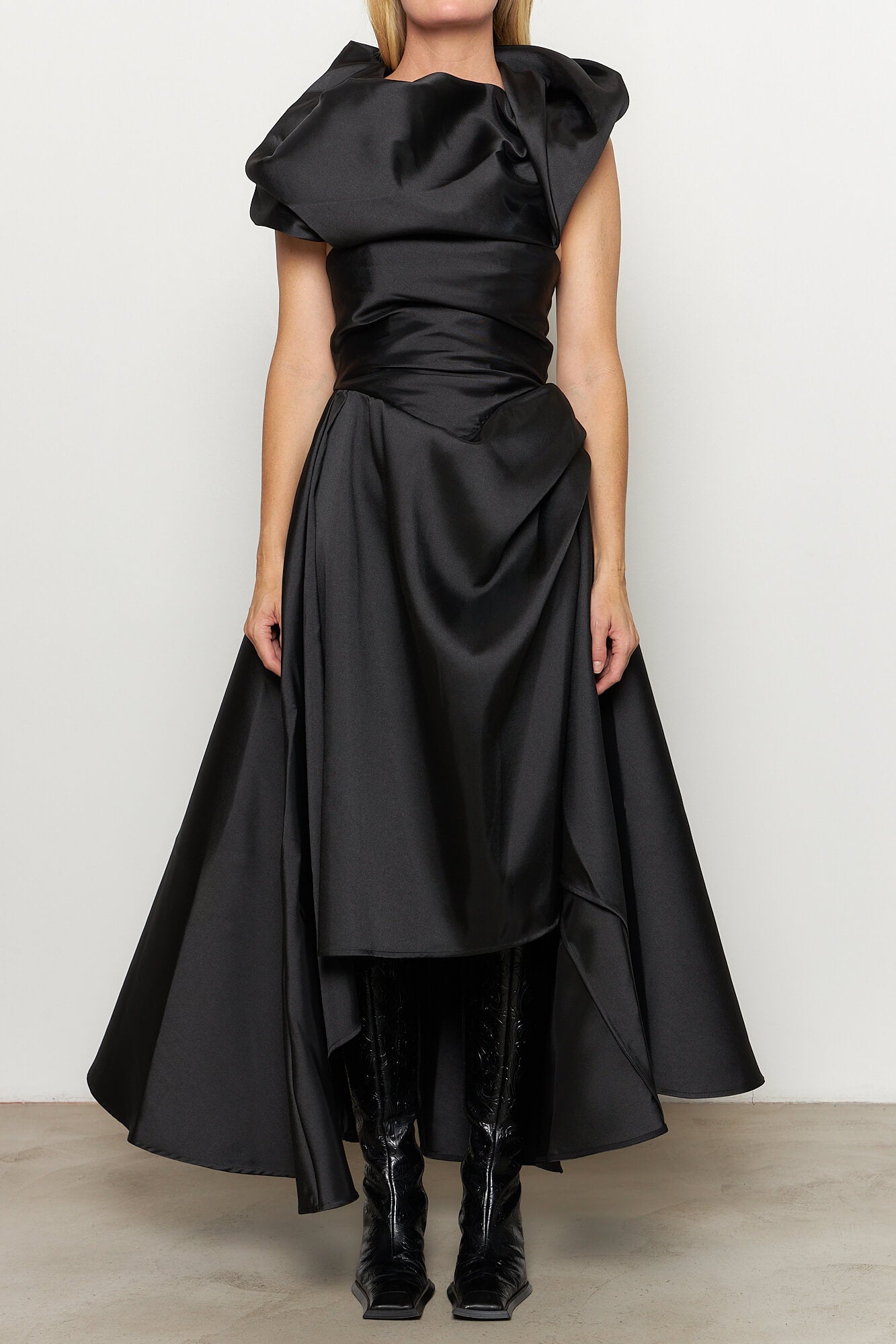 Heavy Satin Off Shoulder Dress
