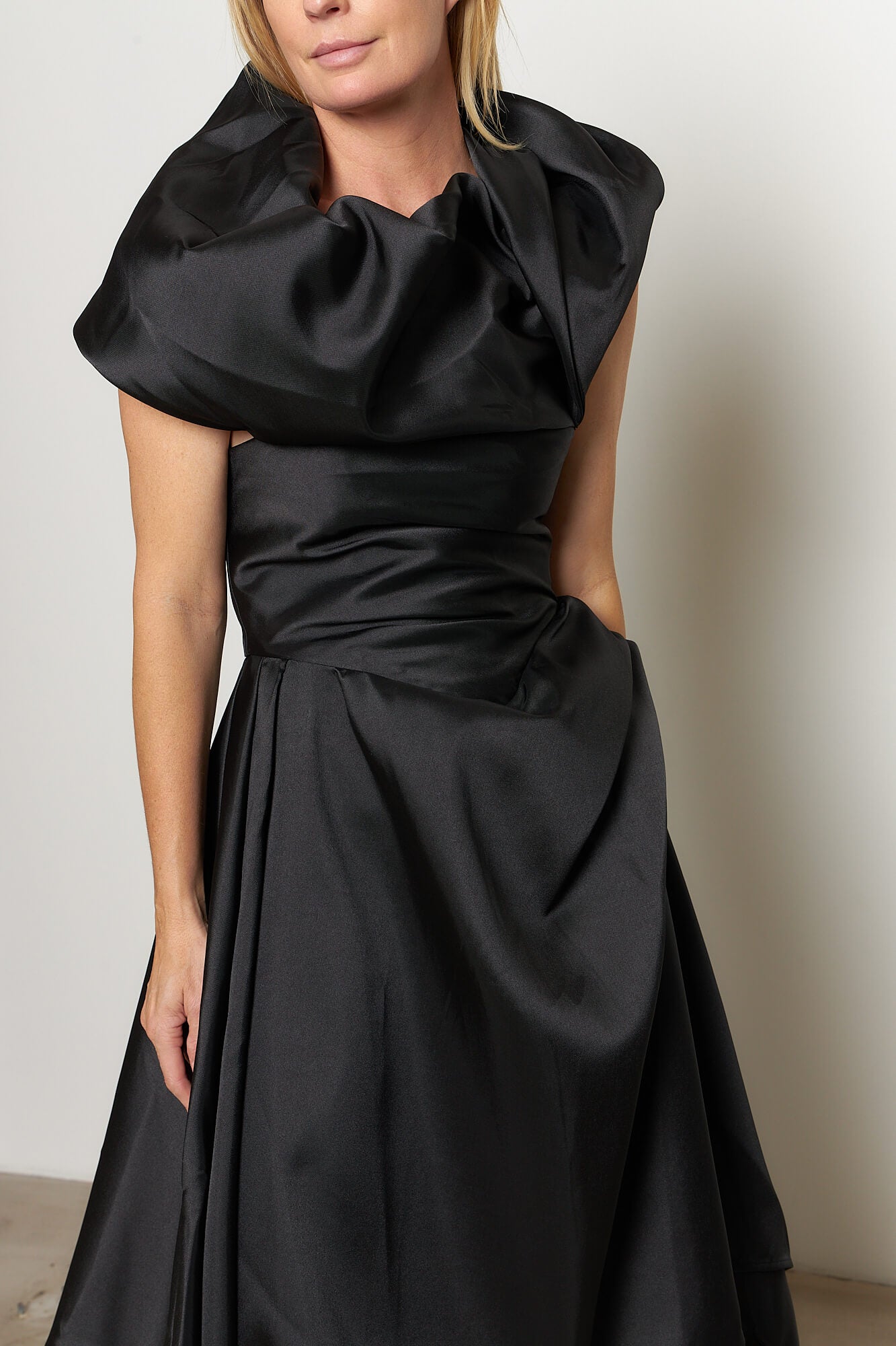 Heavy Satin Off Shoulder Dress