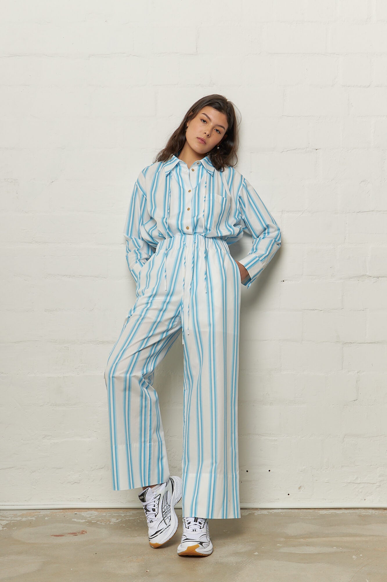 Andi Trousers Organic Cotton Stripe Blue