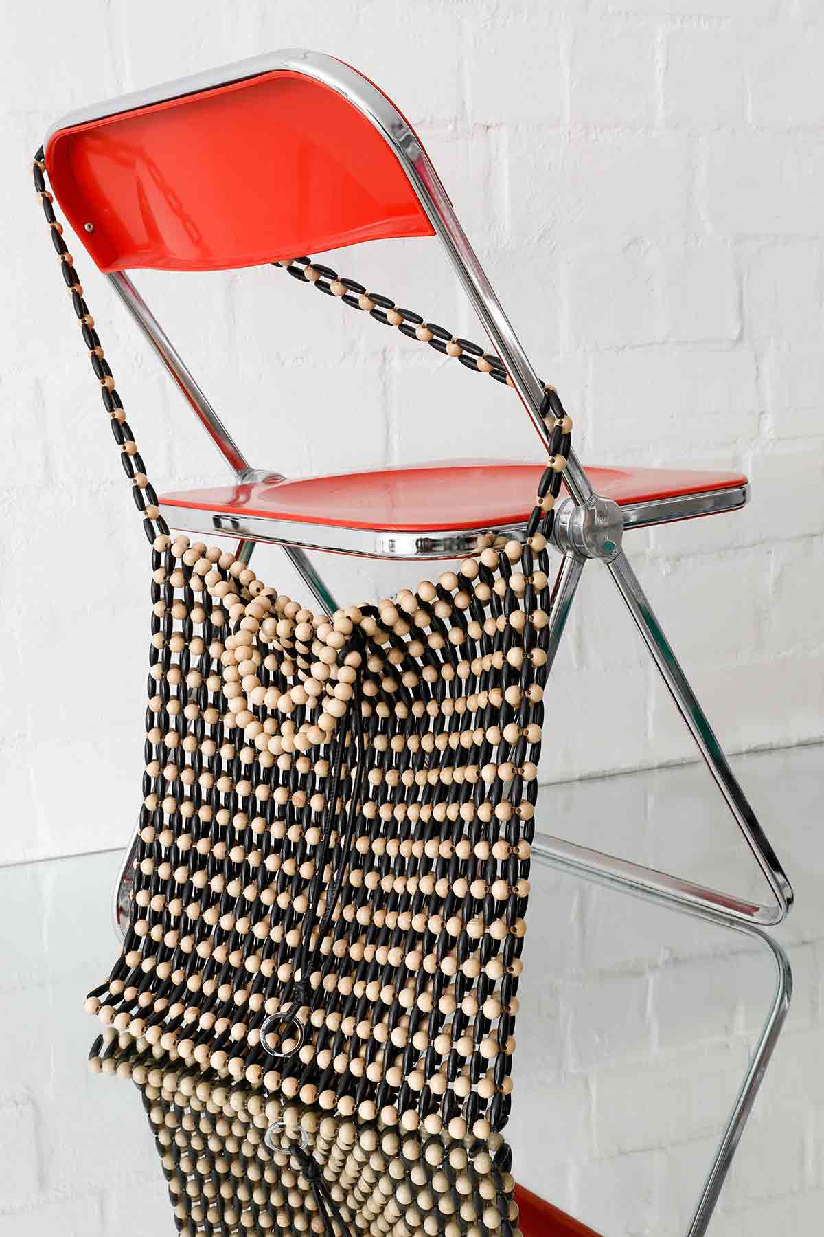 Wood Bead Large Tote Natural/Black