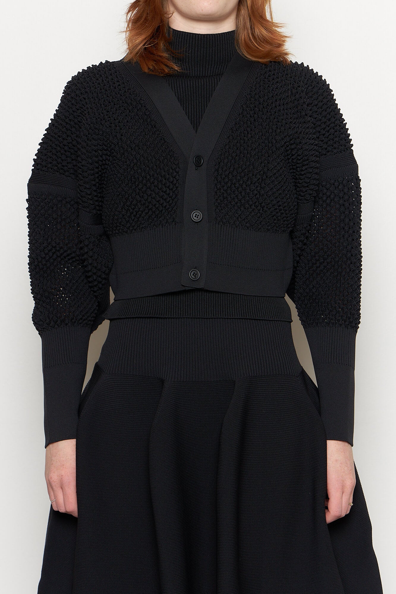 Lattice Cropped Cardigan