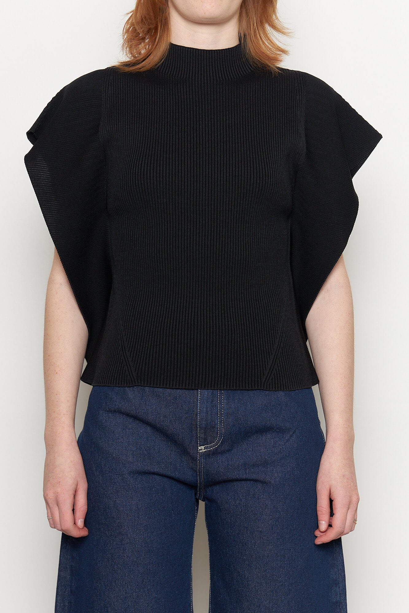 Portrait Crease Top Black