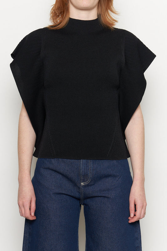 Portrait Crease Top Black