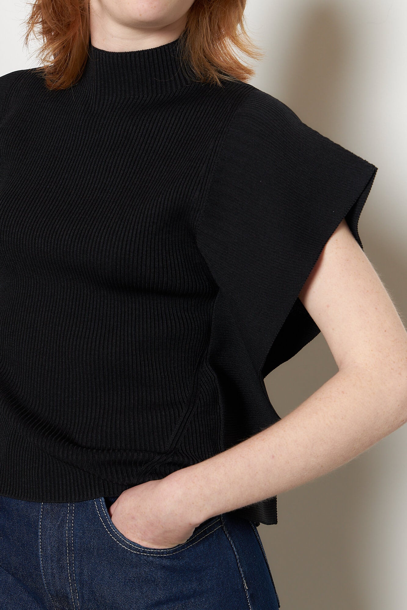 Portrait Crease Top Black