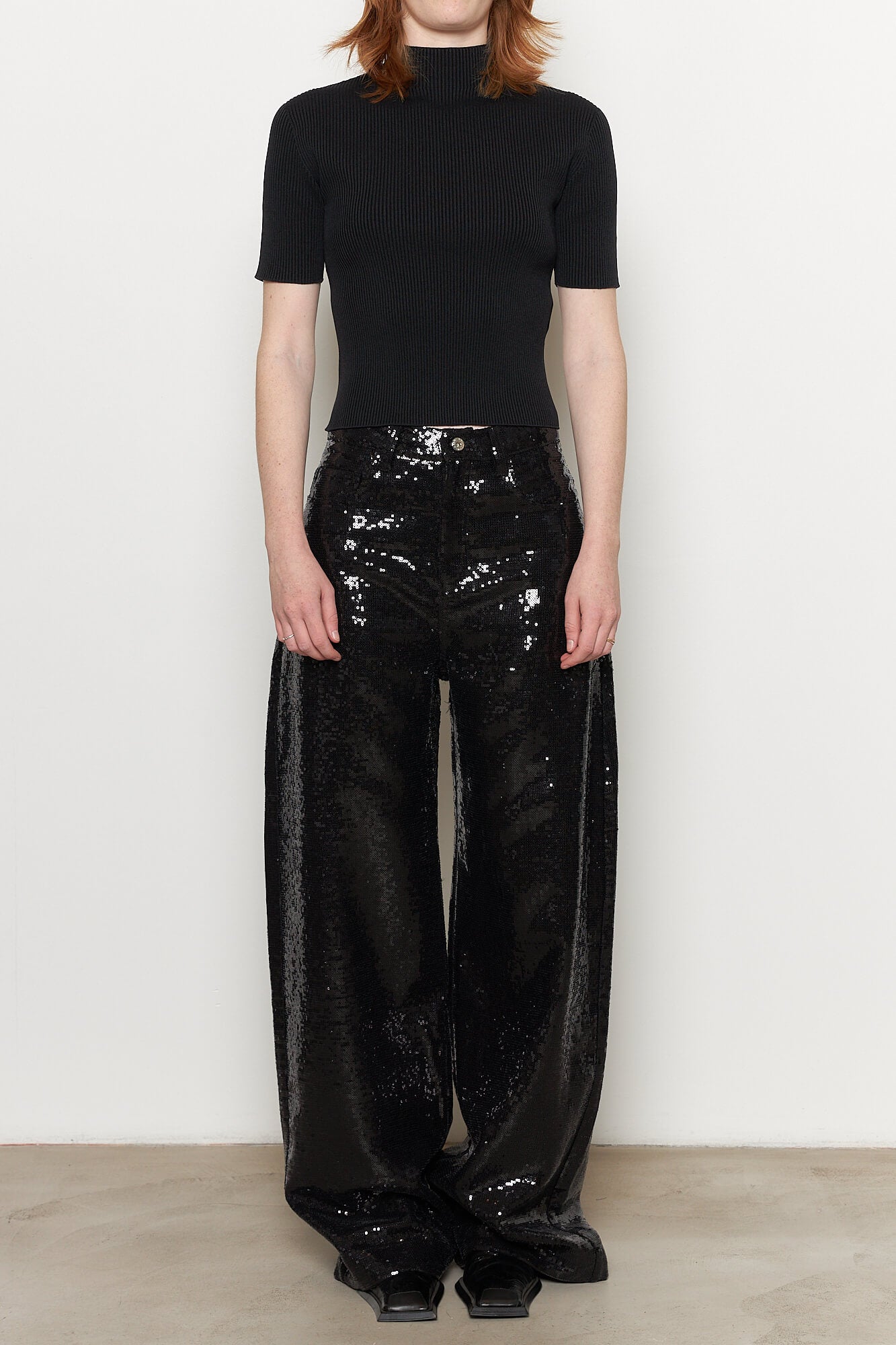 Portrait Short Sleeve Top Black