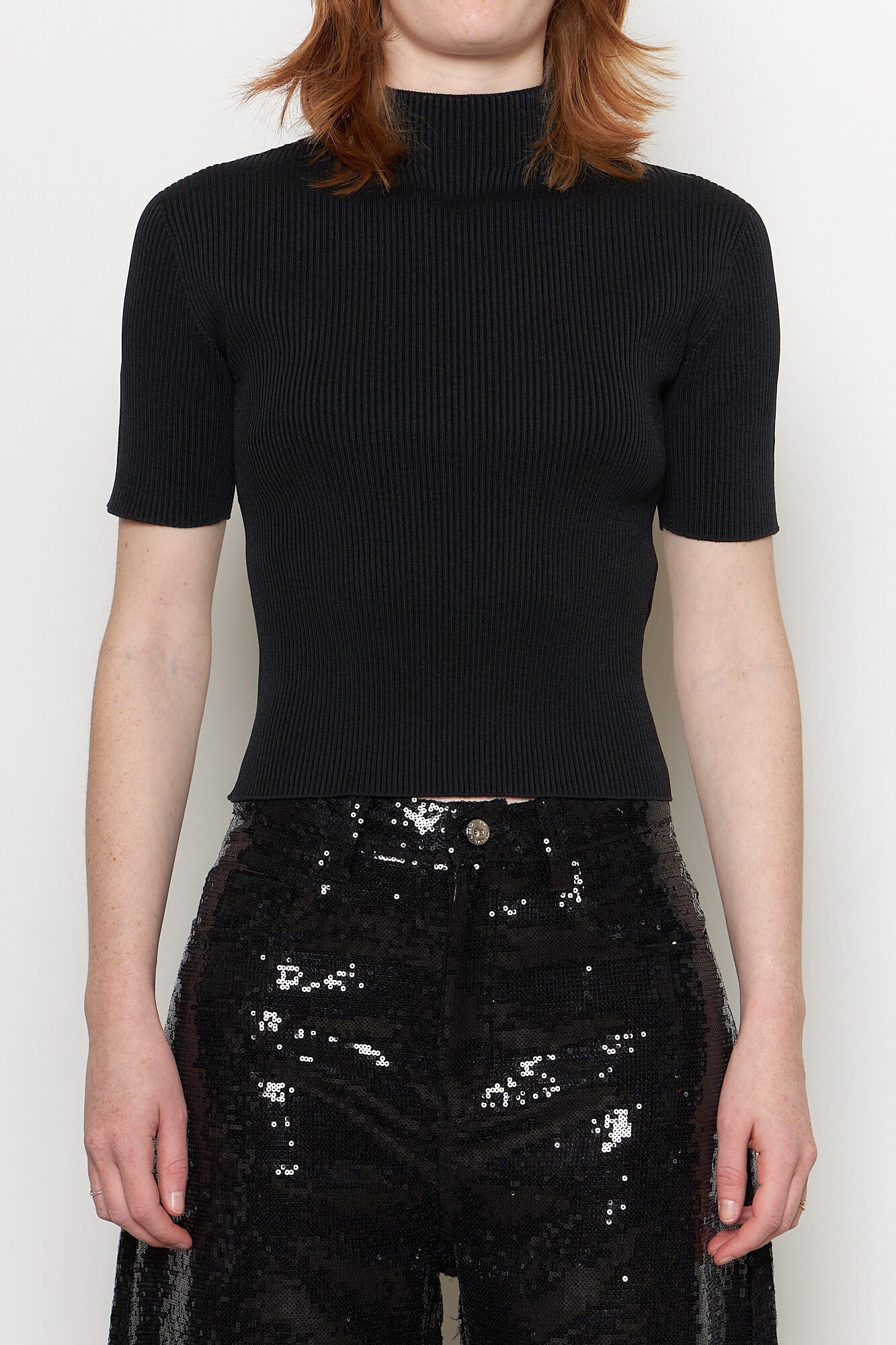 Portrait Short Sleeve Top Black