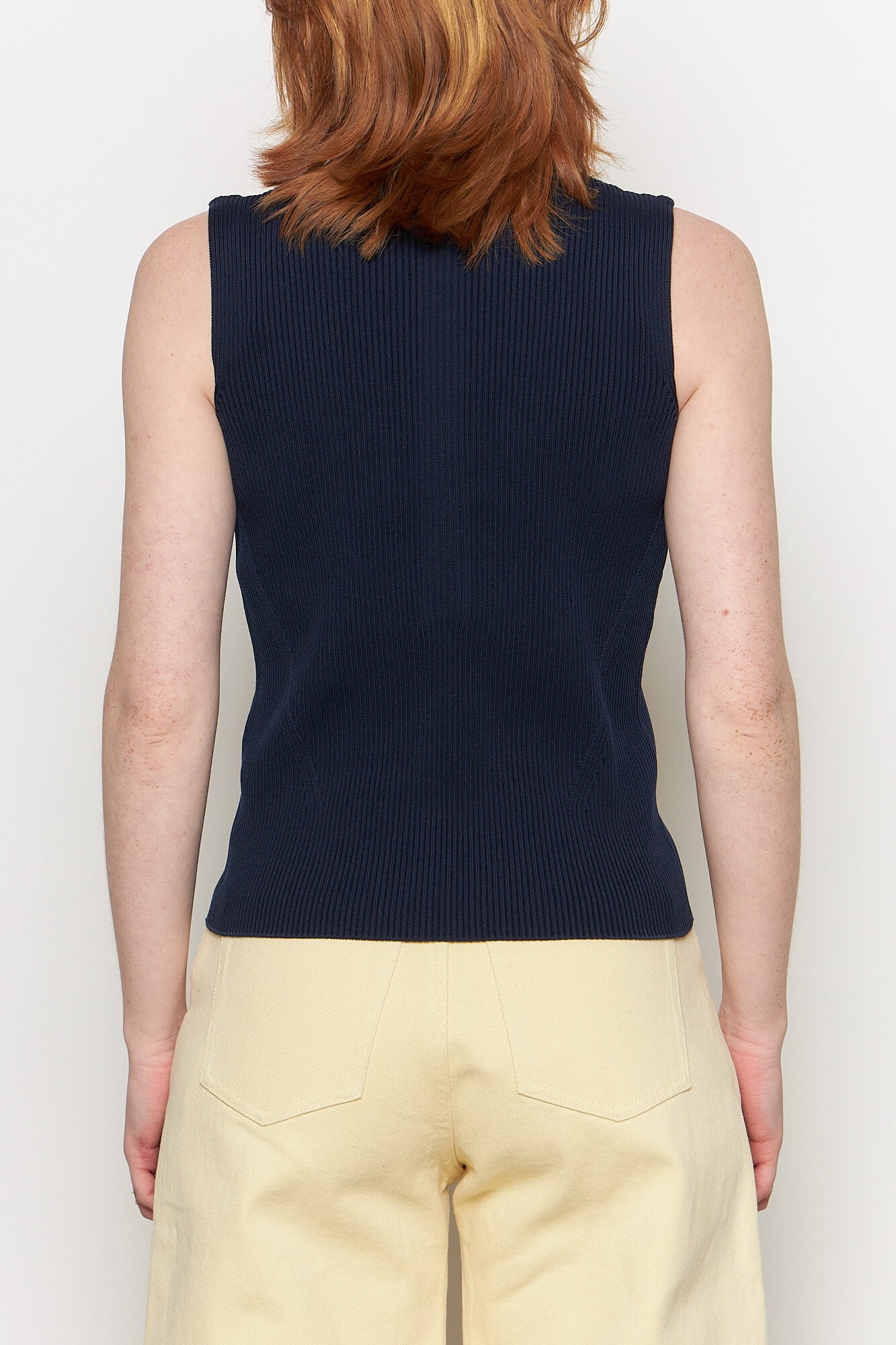 Portrait Sleeveless Top Navy