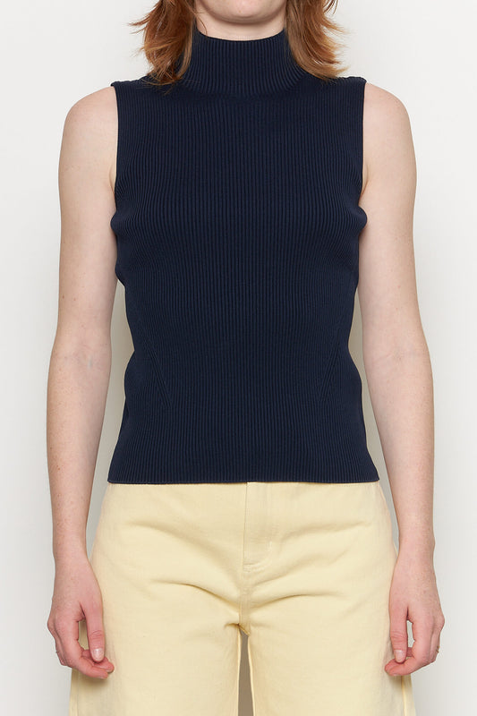 Portrait Sleeveless Top Navy