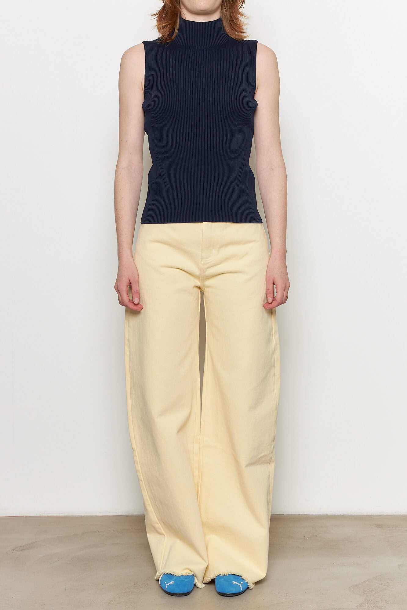 Portrait Sleeveless Top Navy