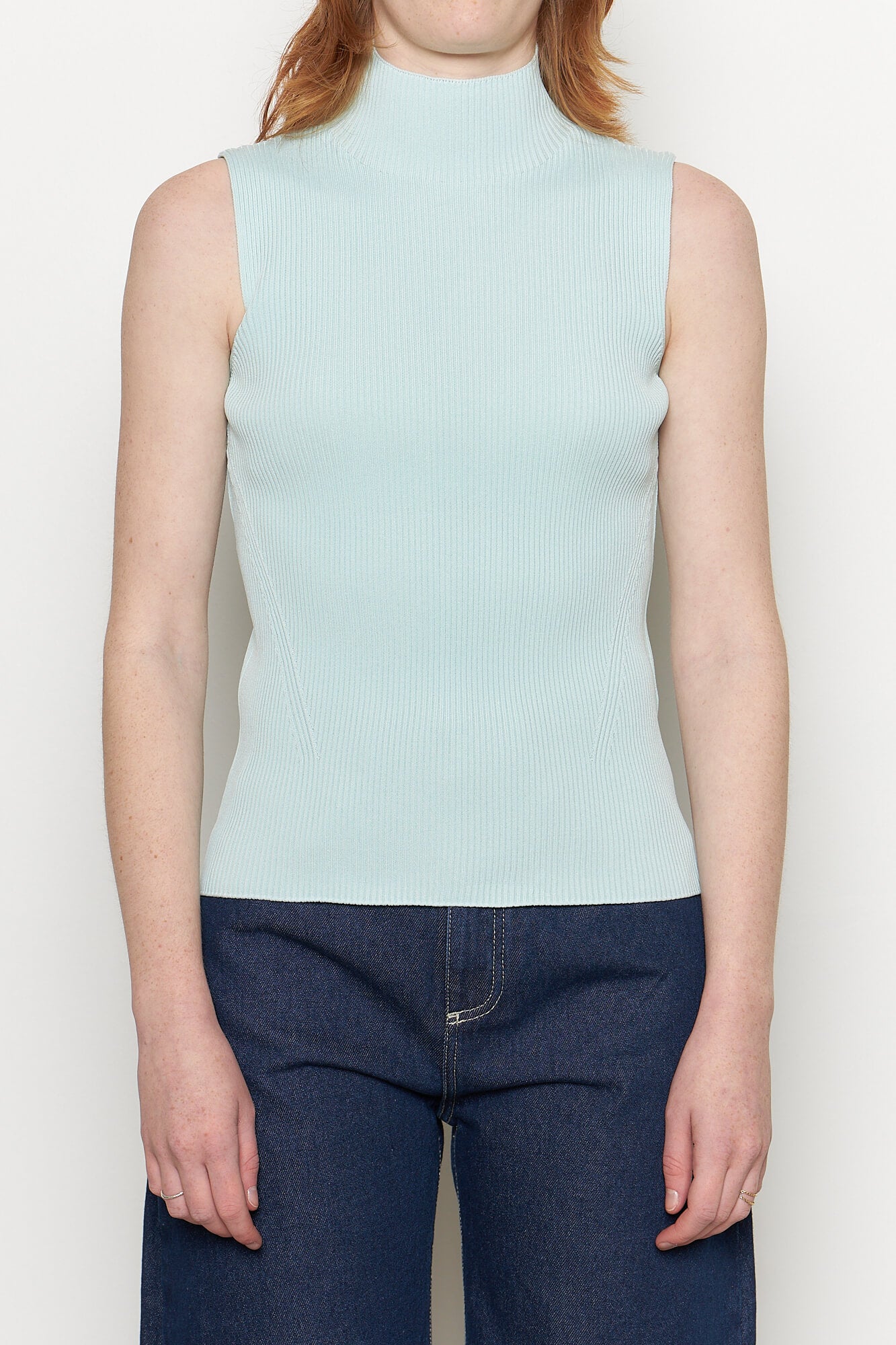Portrait Sleeveless Top Aqua