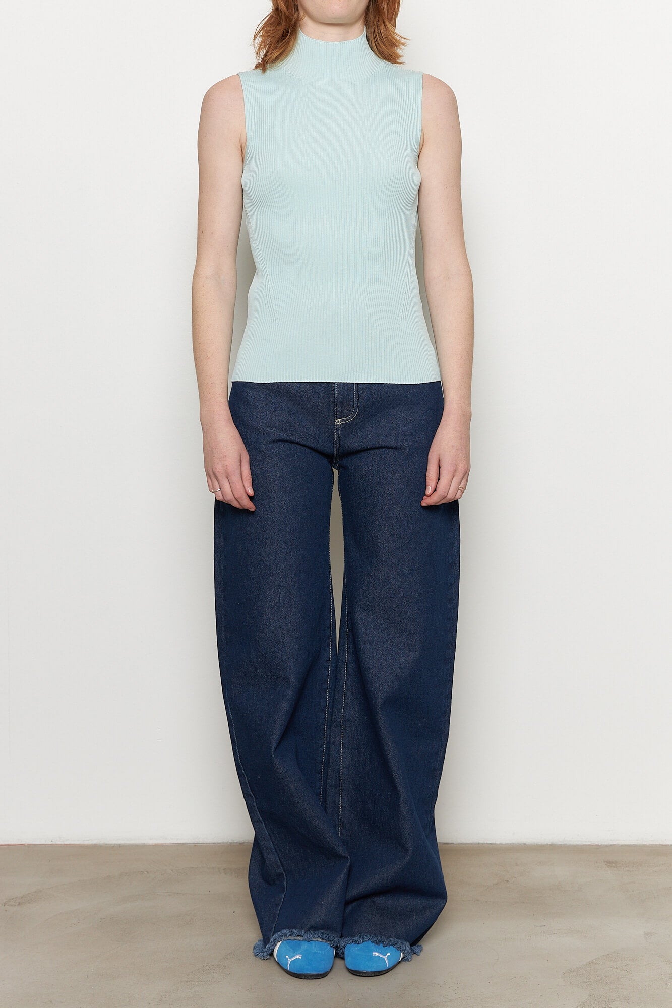 Portrait Sleeveless Top Aqua