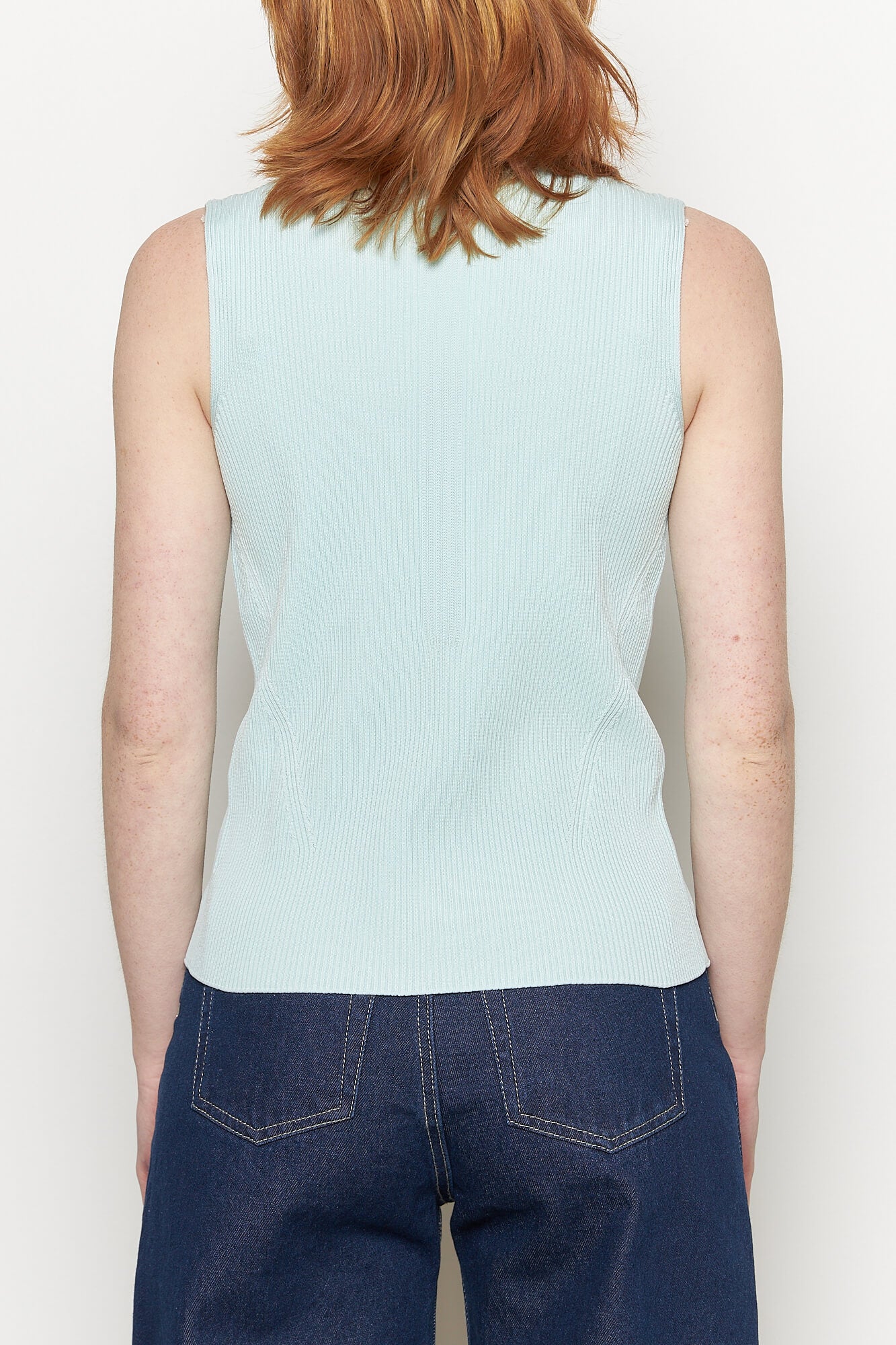 Portrait Sleeveless Top Aqua