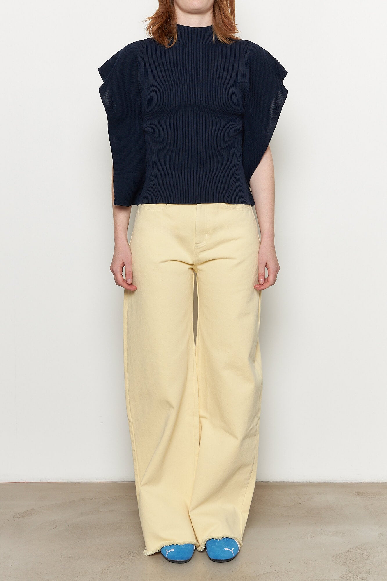 Portrait Crease Top Navy