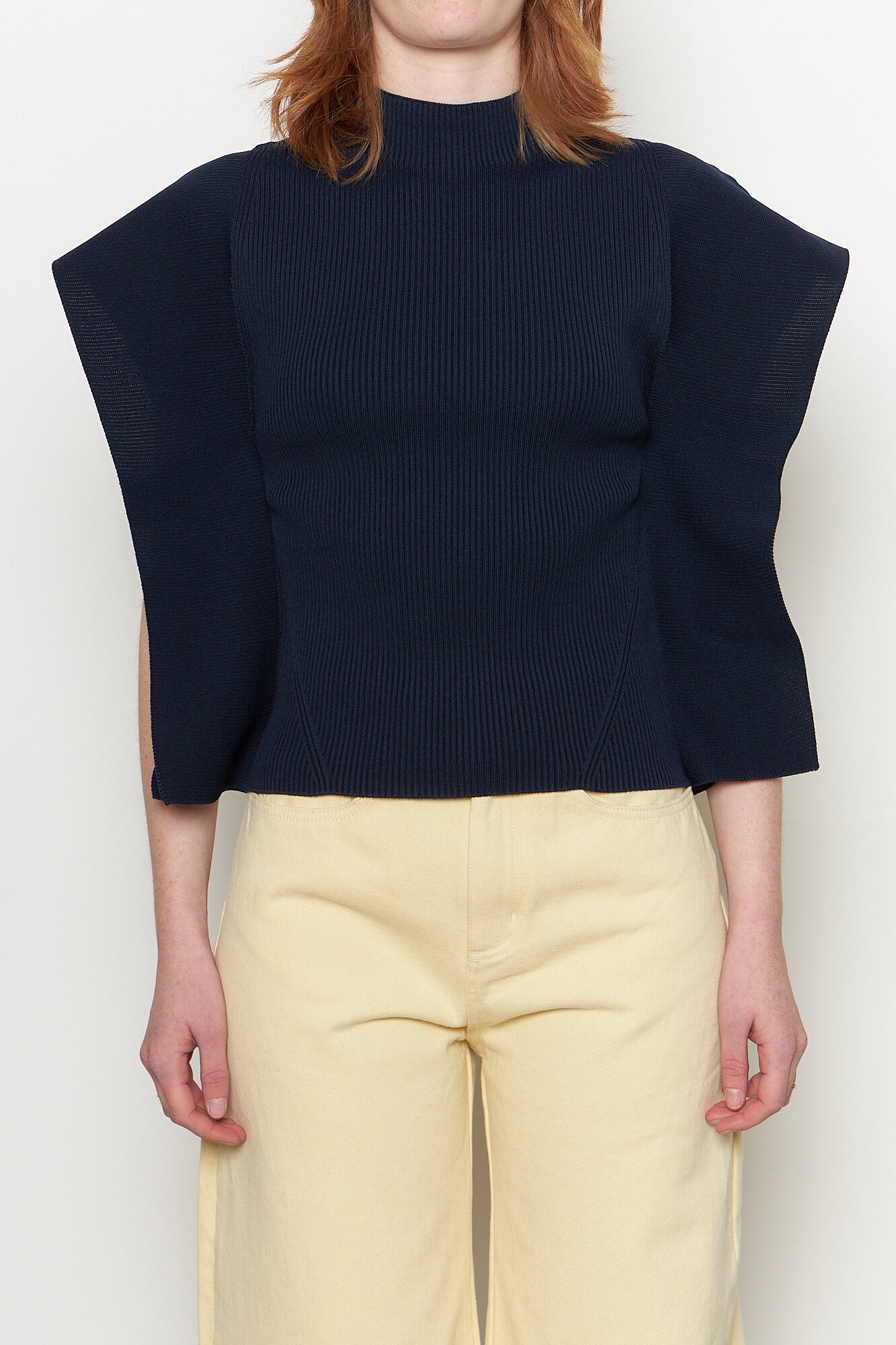 Portrait Crease Top Navy