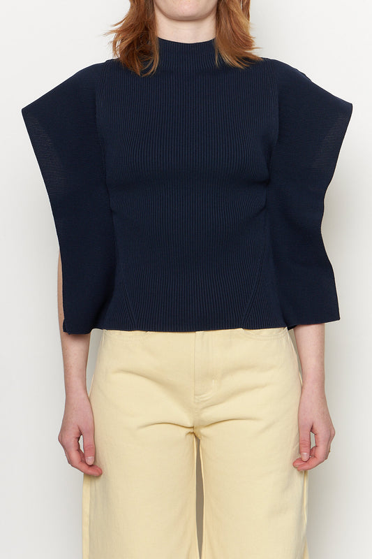 Portrait Crease Top Navy