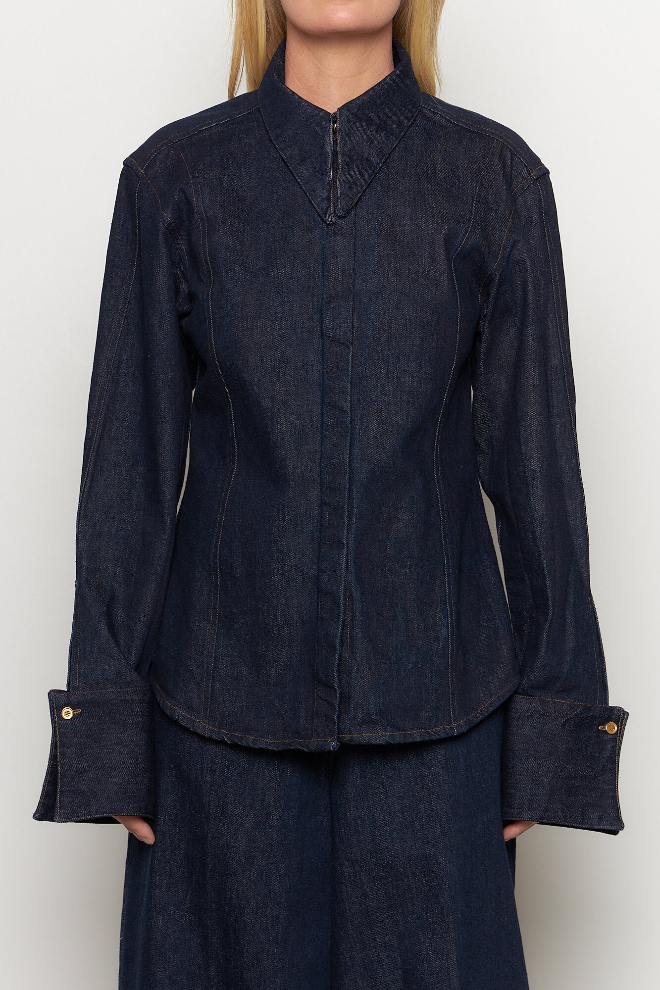 Ira Pointed Collar Denim Shirt