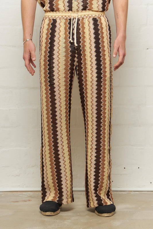 Corey Elasticated Trousers Brown Wave