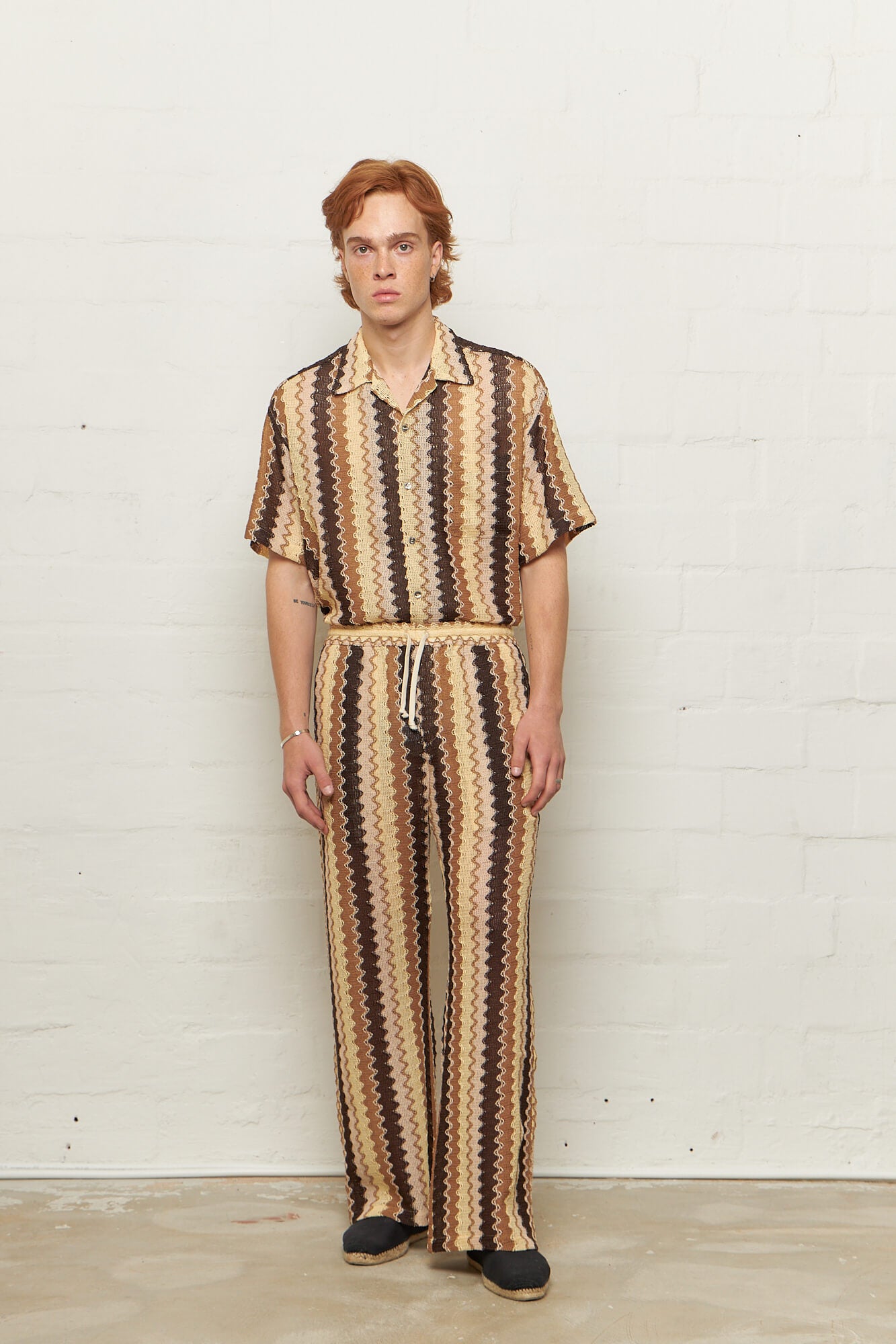 Corey Elasticated Trousers Brown Wave