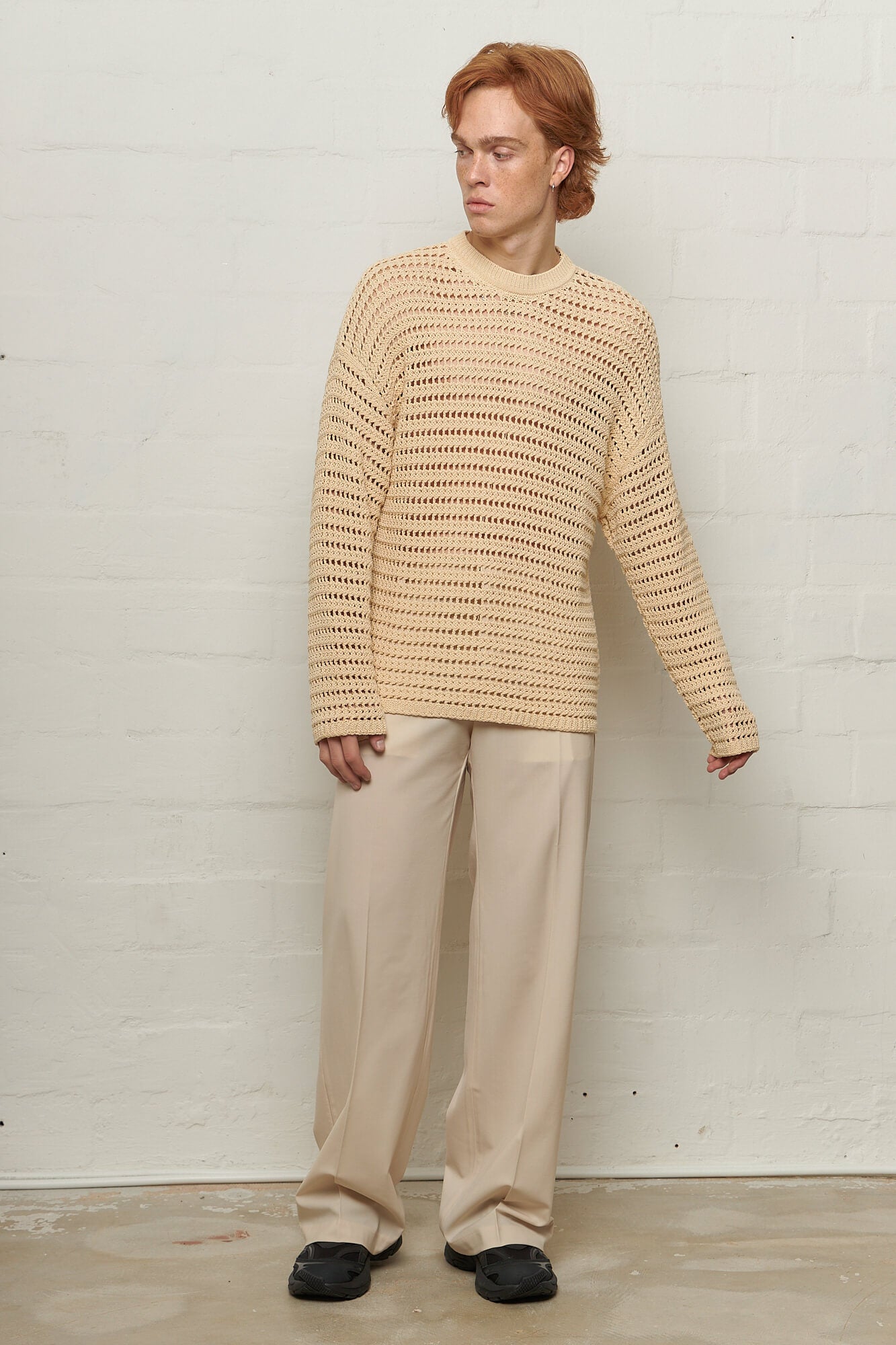 Elton Crochet Crew-Neck Ecru