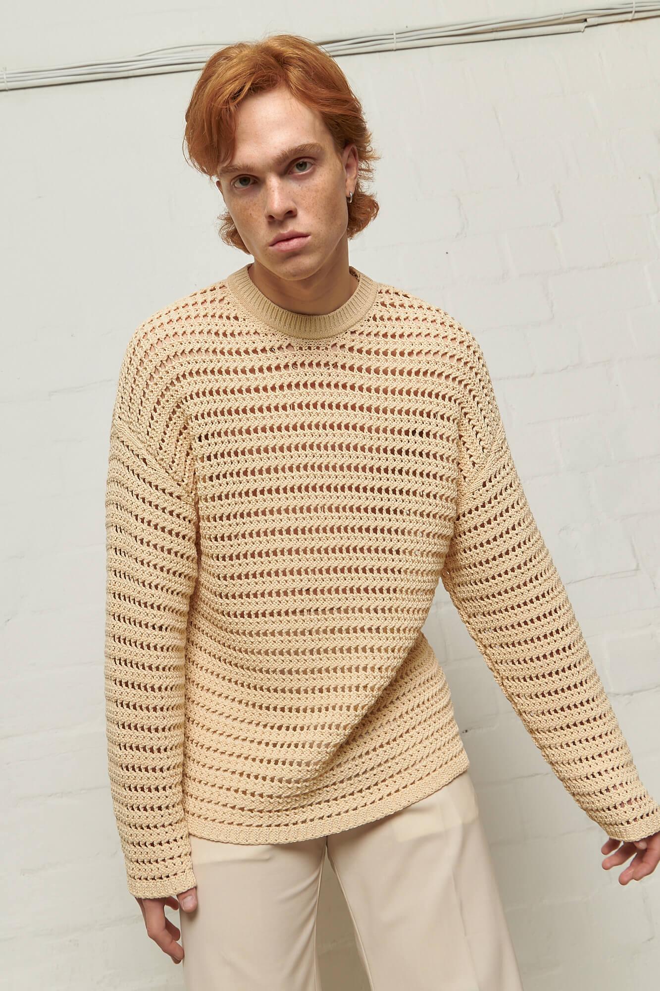 Elton Crochet Crew-Neck Ecru