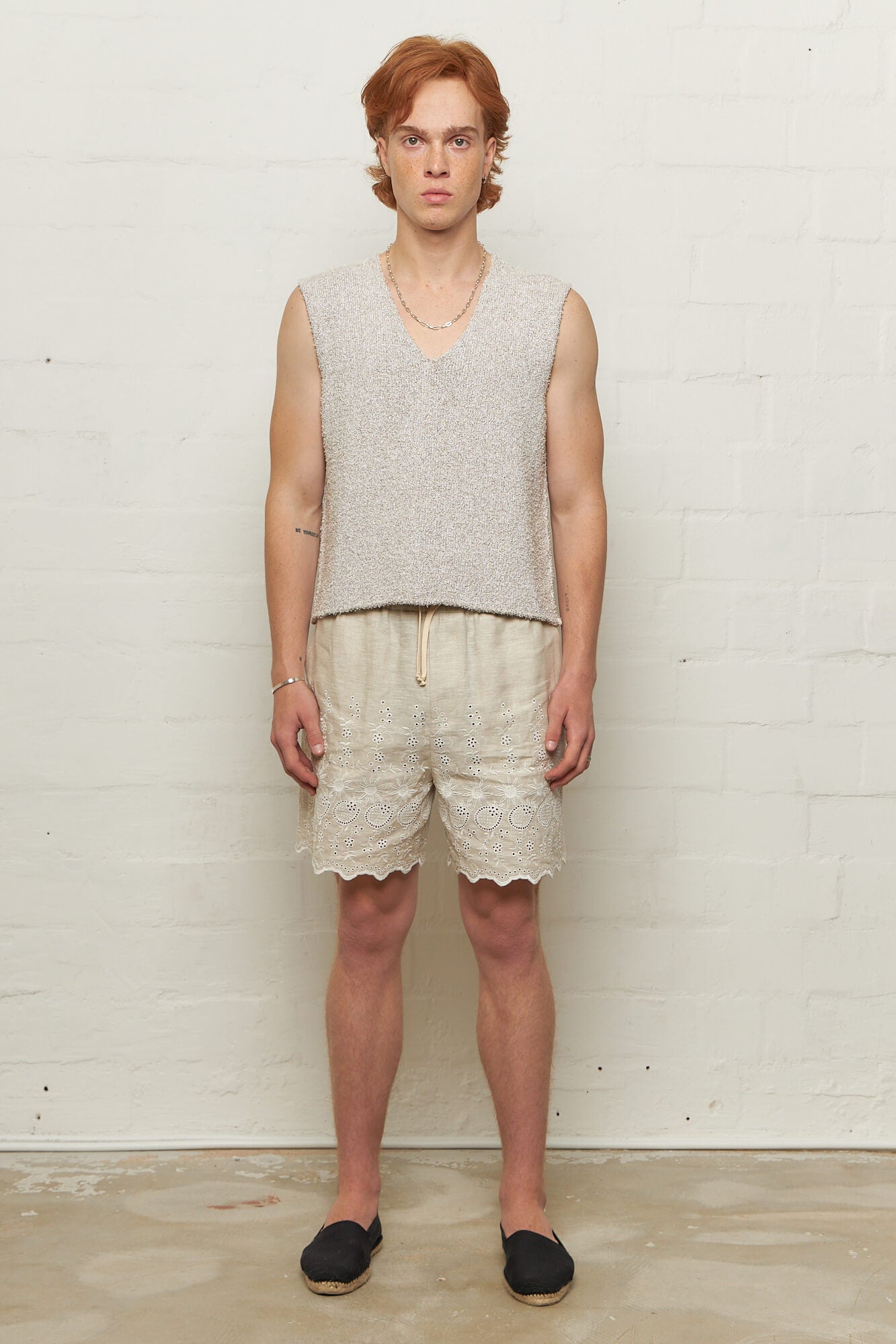 Jaime Embroidered Shorts Linen White