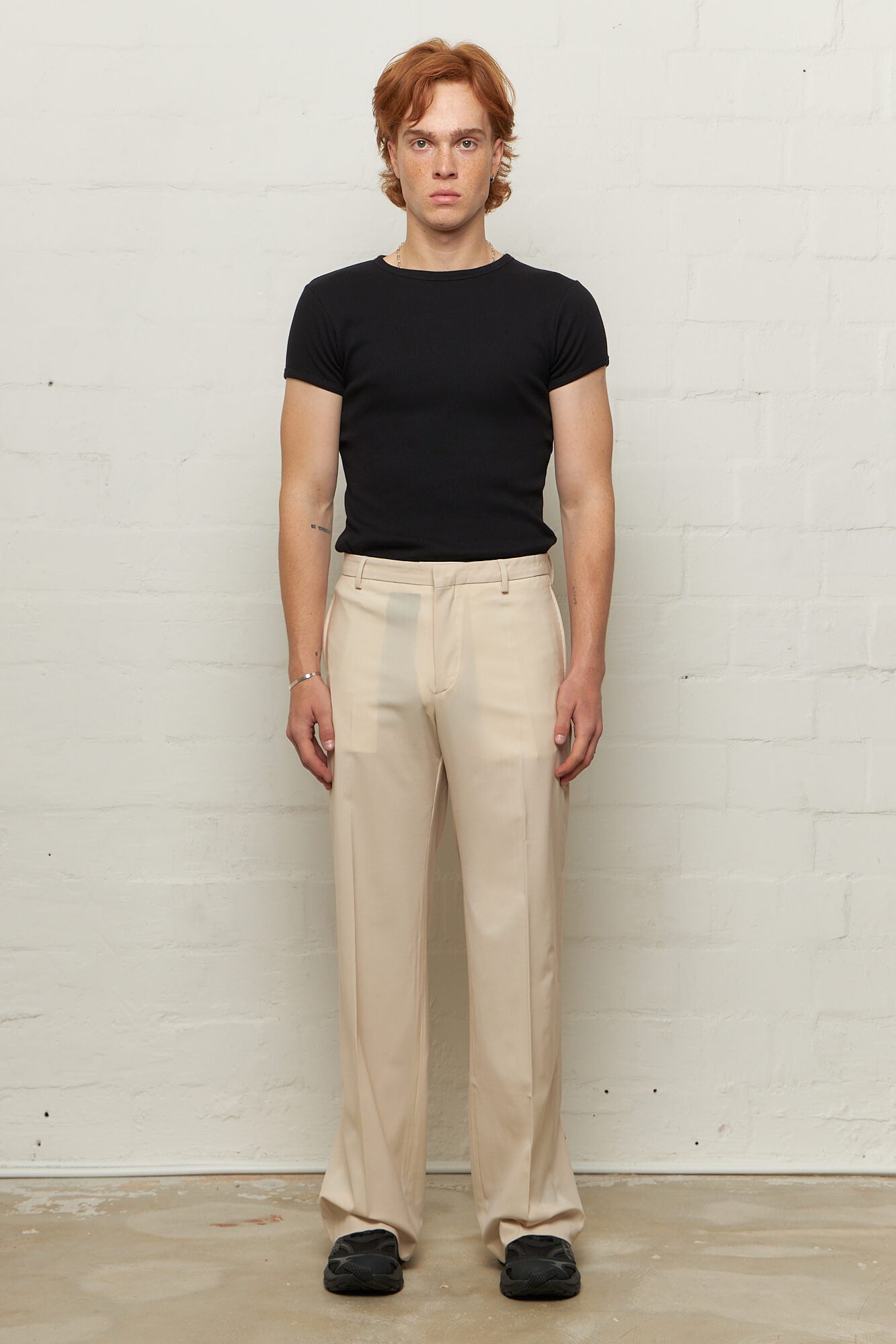 Cream slim online leg trousers