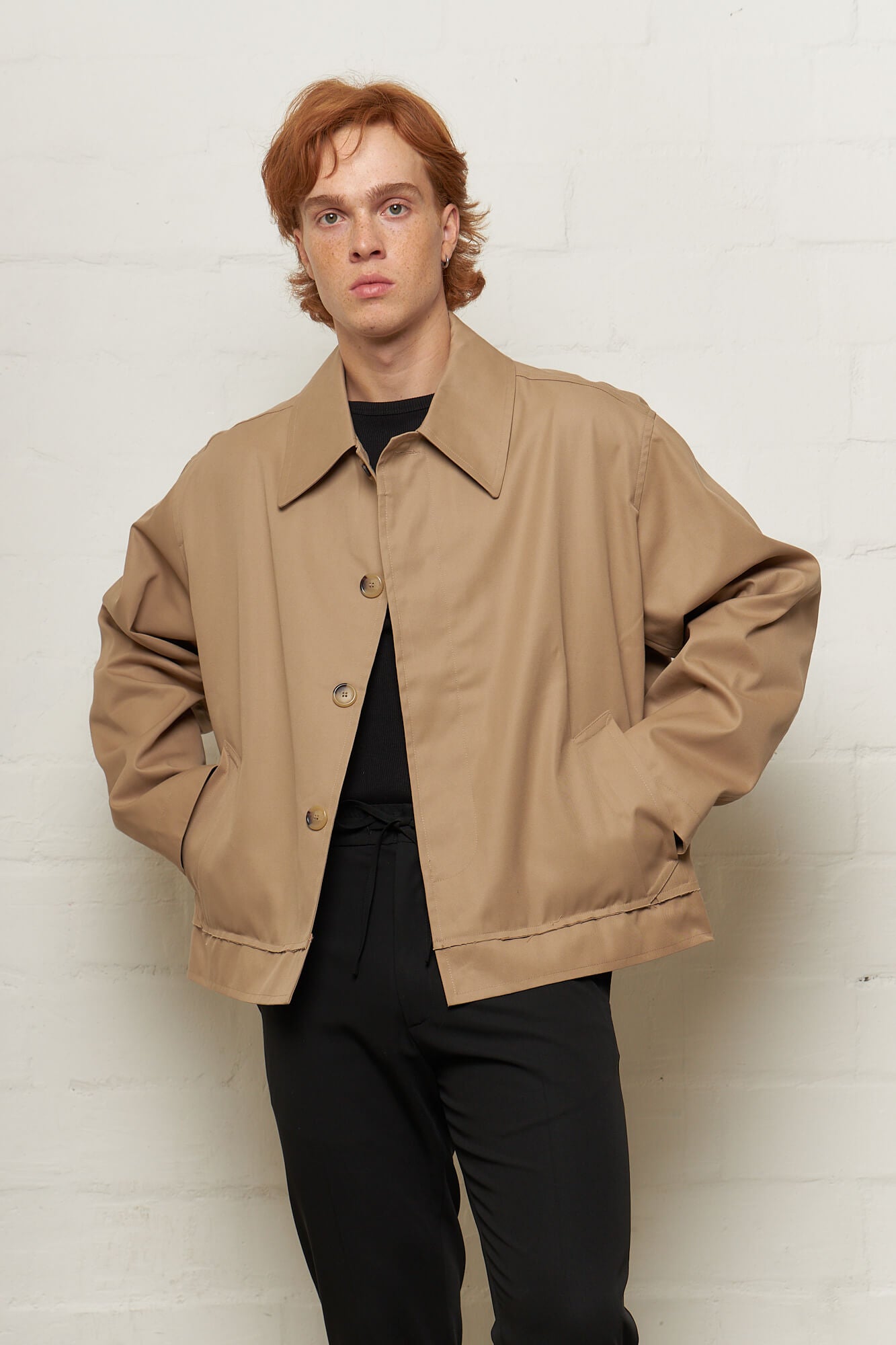 Roger Cropped Mac Coat Desert Beige