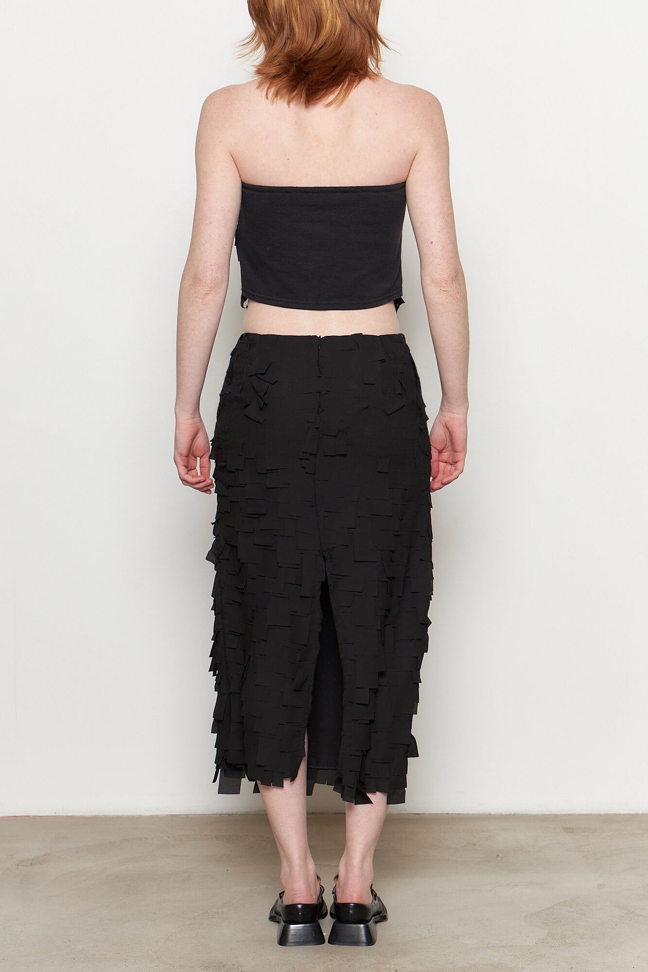 Julia Black Long Skirt with Fringe