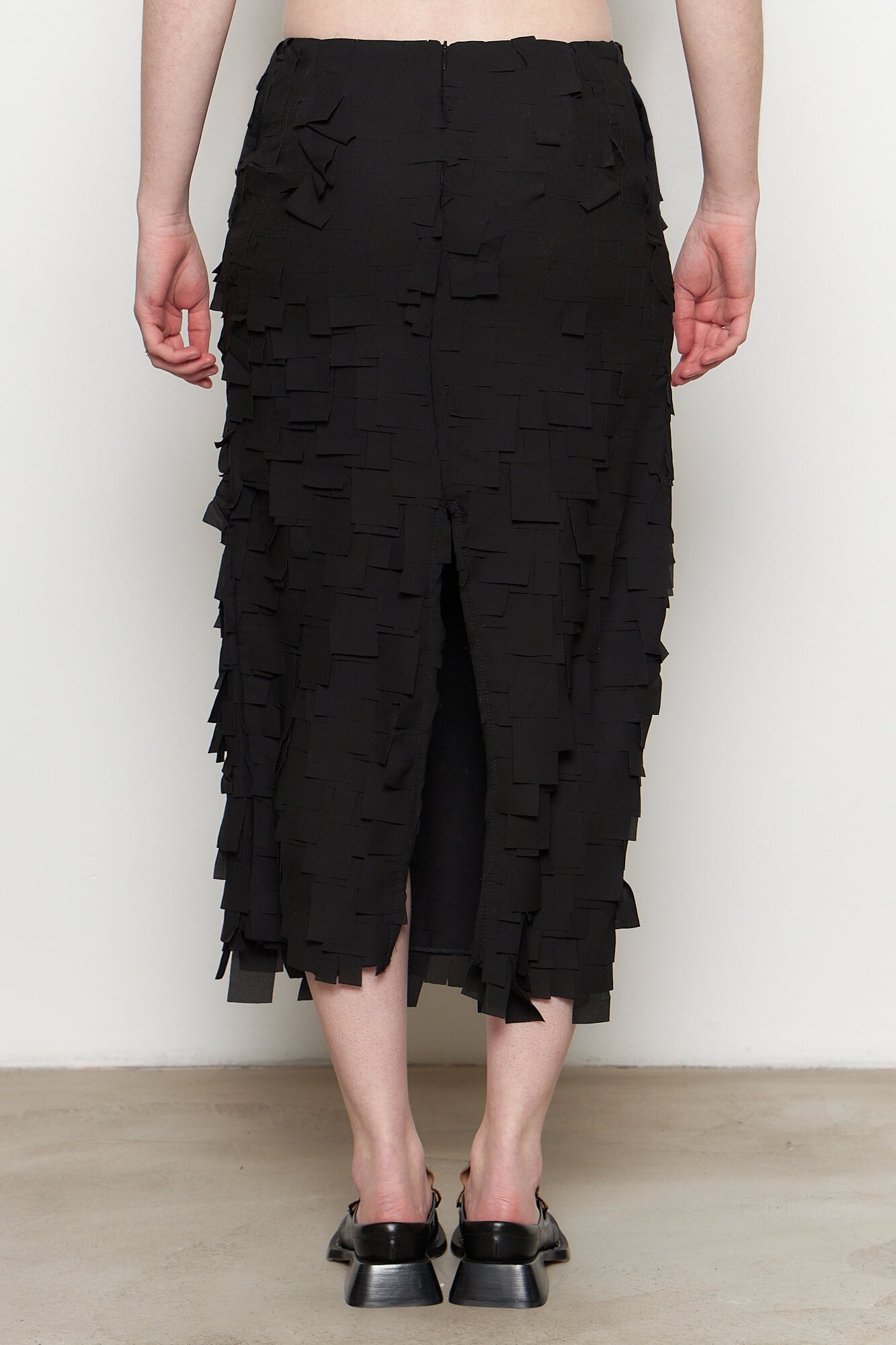 Julia Black Long Skirt with Fringe