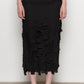 Julia Black Long Skirt with Fringe