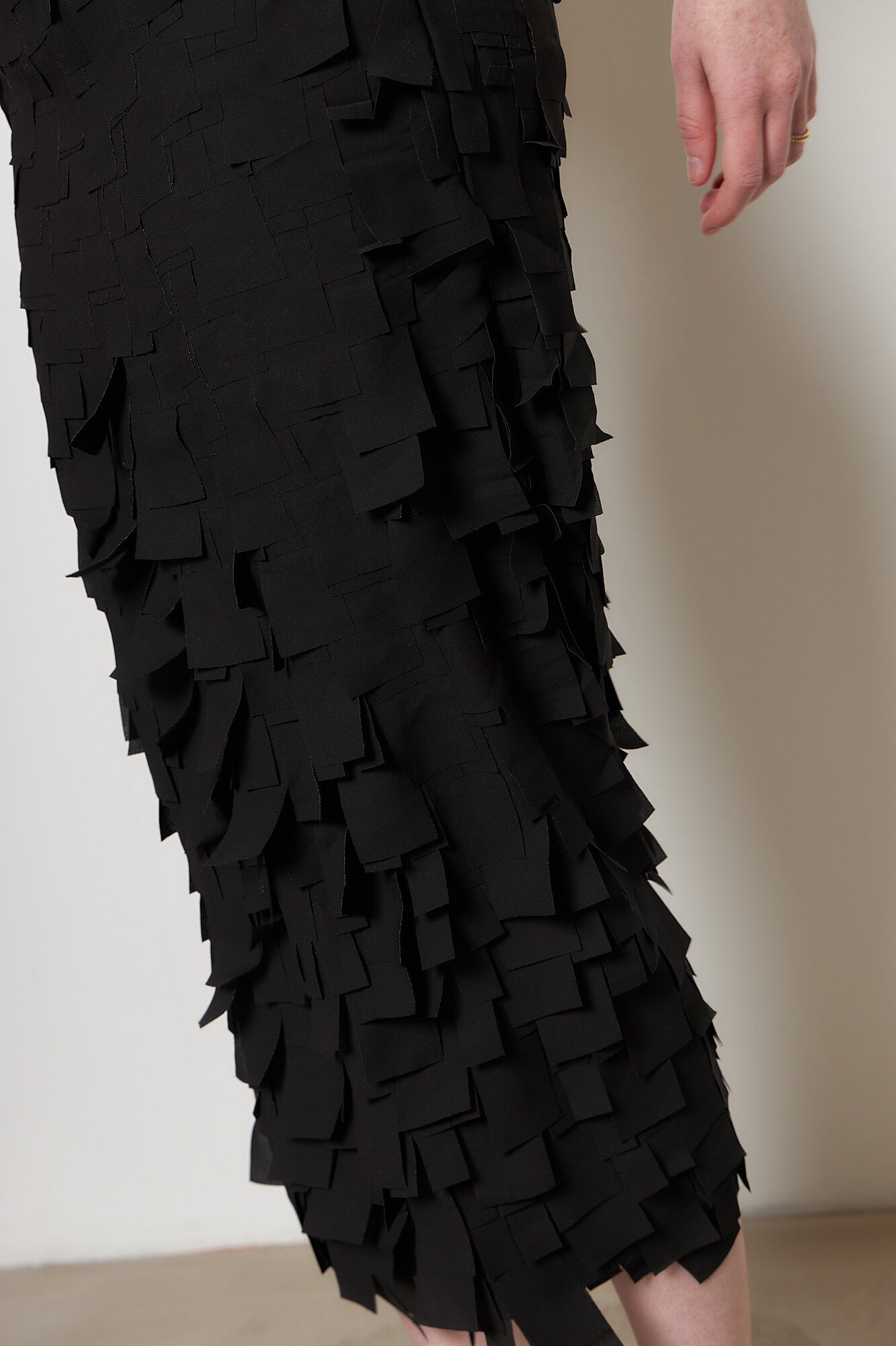 Julia Black Long Skirt with Fringe