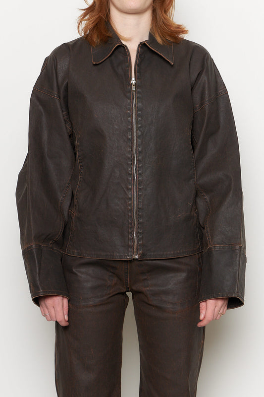 Macfly Brown Wax Boxy Jacket