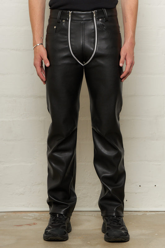 Lata Pleather Trousers Black