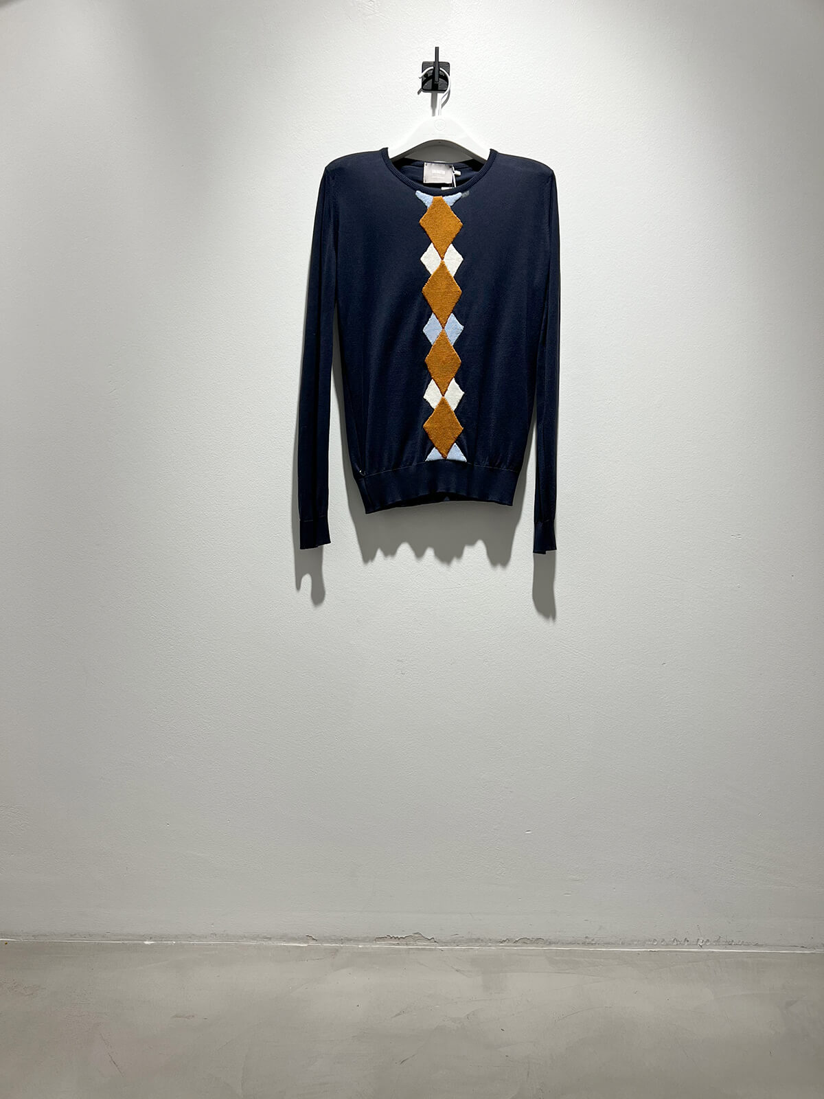 x John Smedley Merino Wool Appliqued Argyle Front Sweater