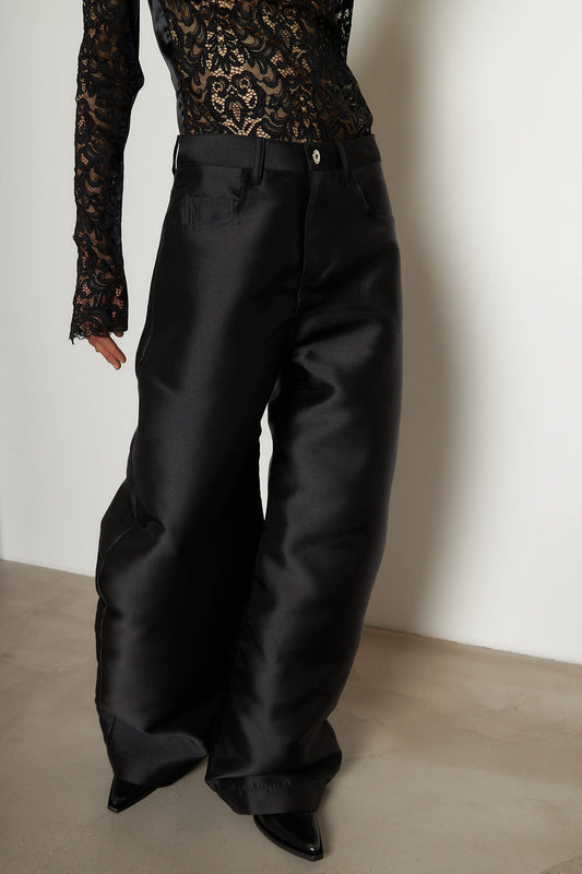 Boyfriend Trousers Satin Black