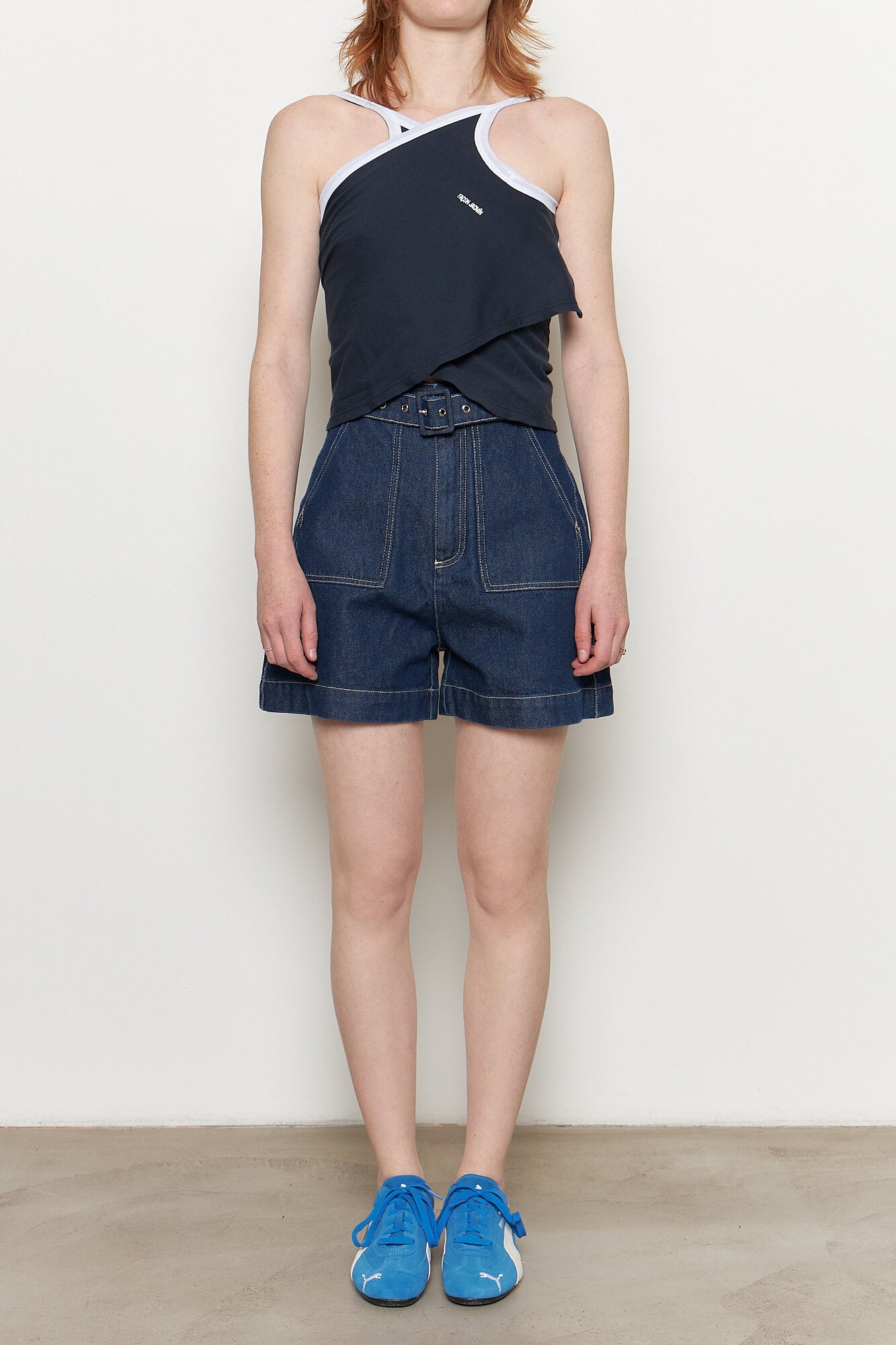 Indigo Denim Belt Shorts