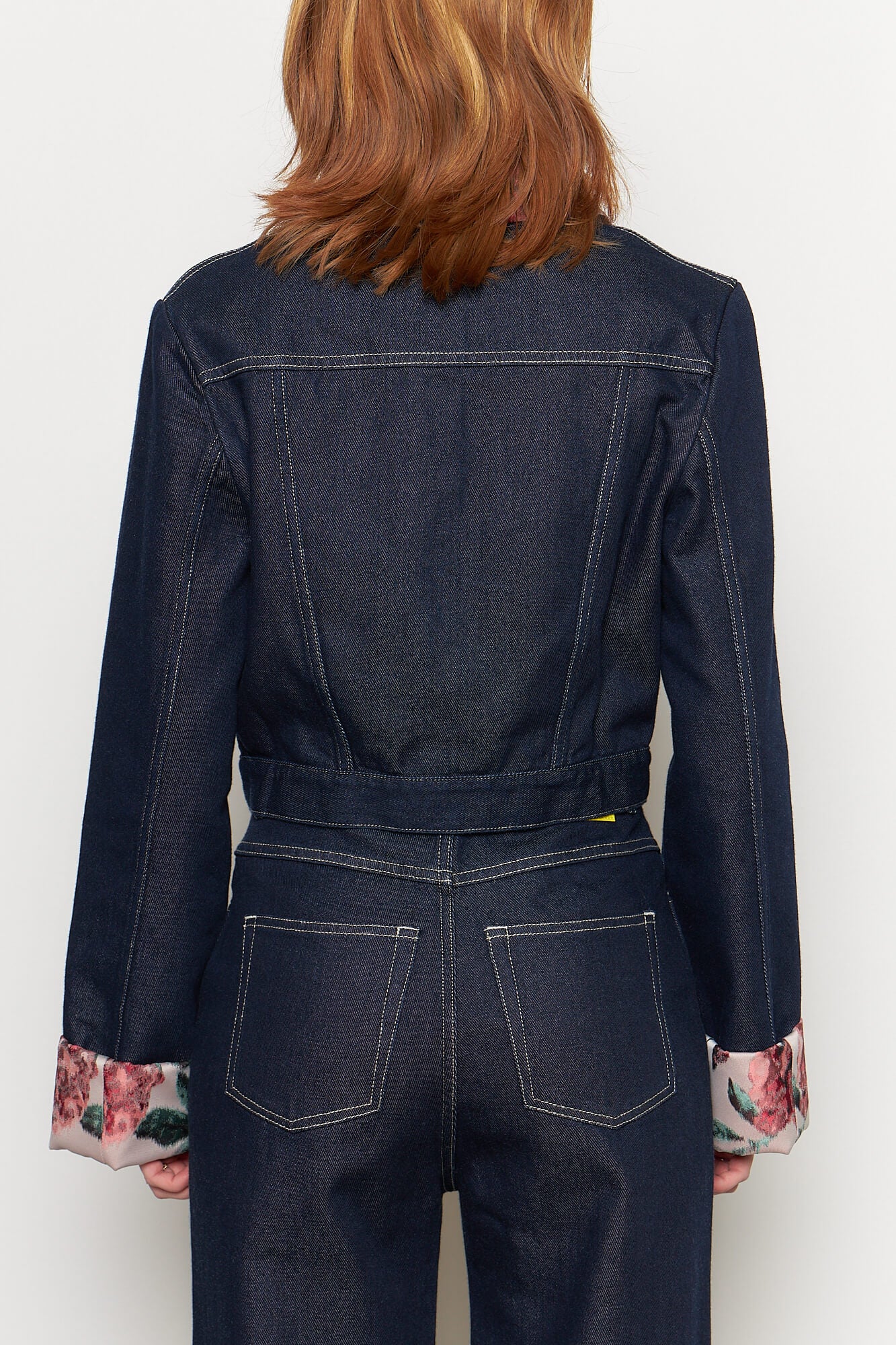 Indigo Denim Brocade Cuff Jacket