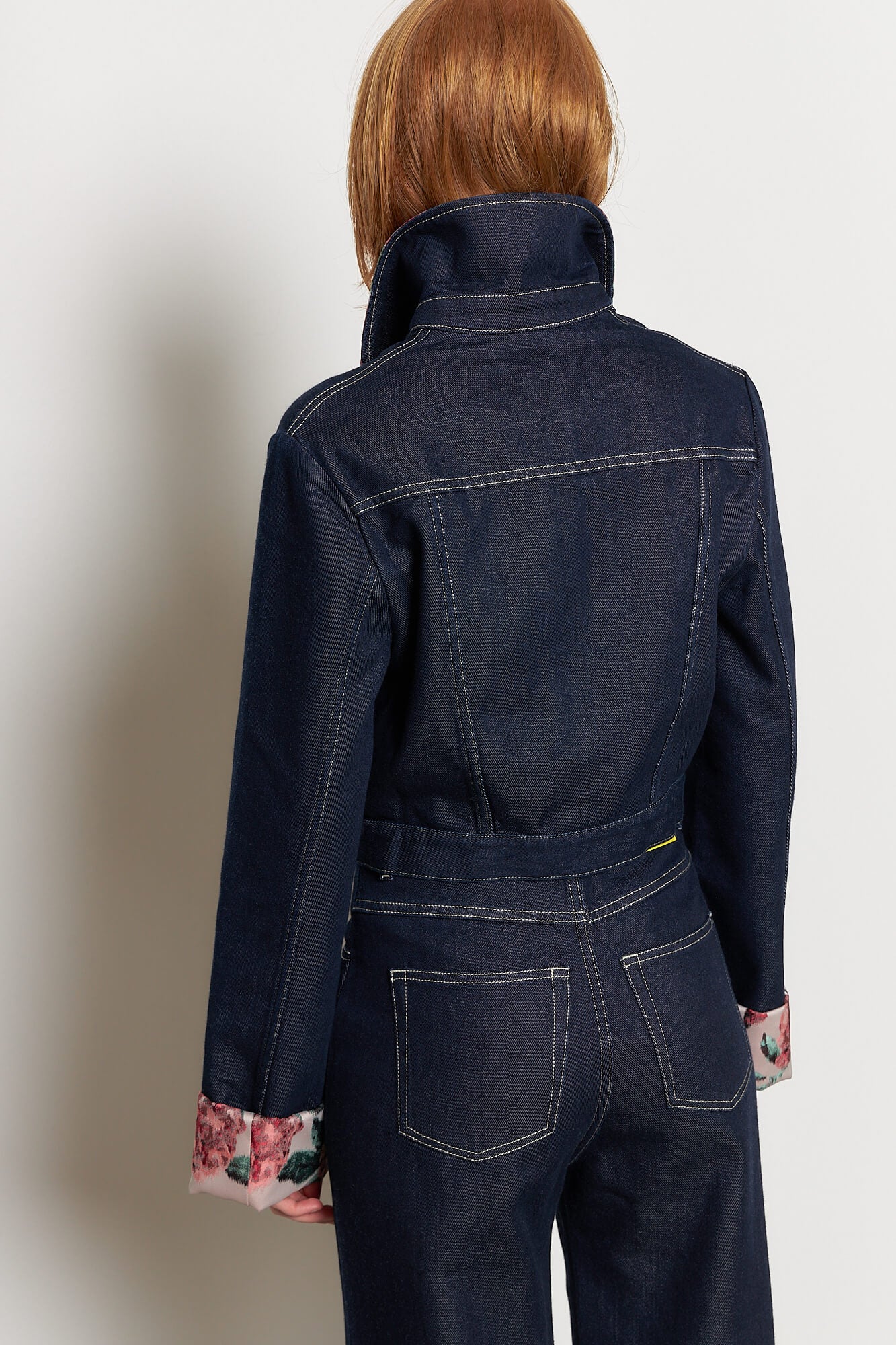 Indigo Denim Brocade Cuff Jacket