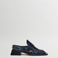 Isla Navy Snake Loafer Mules