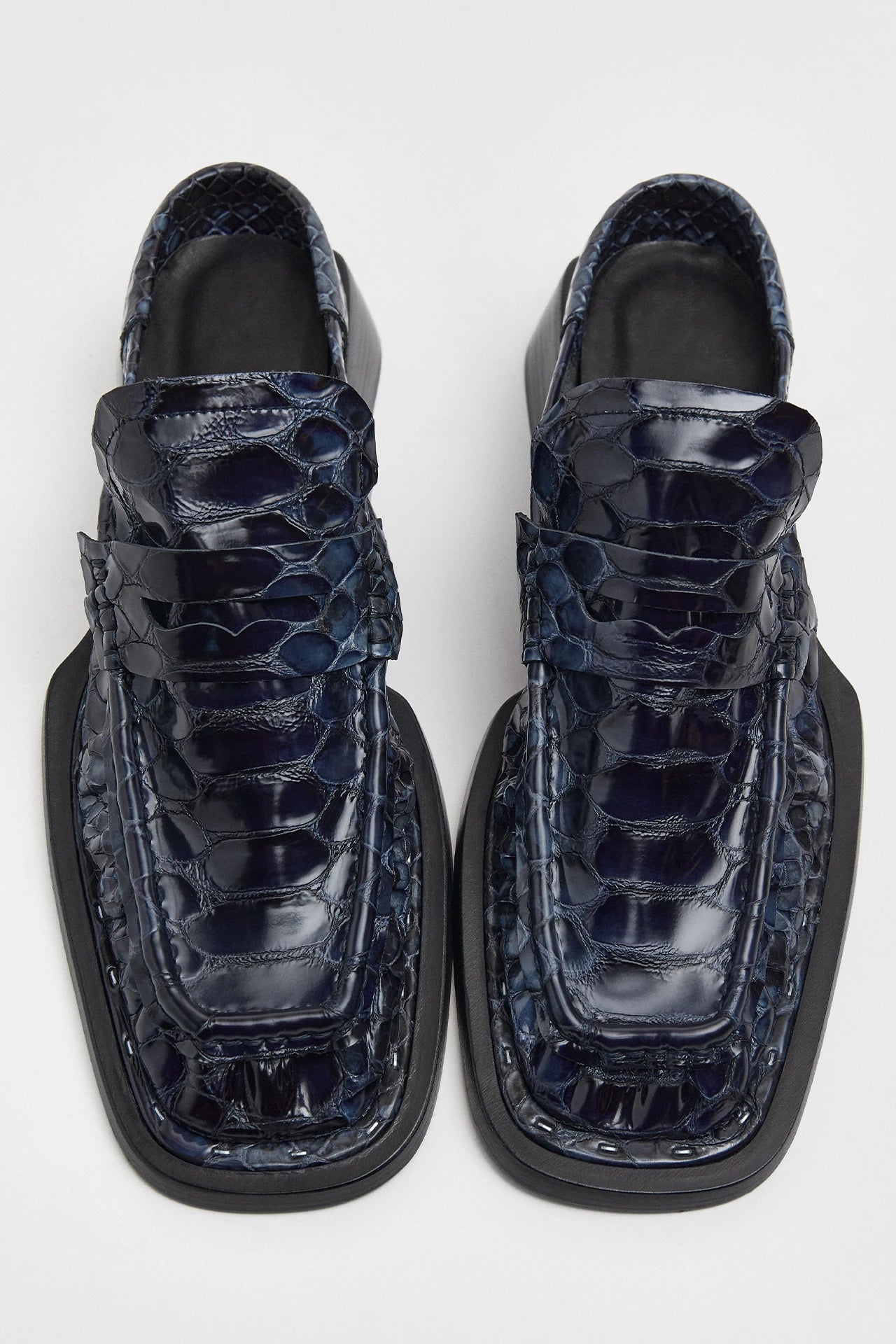 Isla Navy Snake Loafer Mules