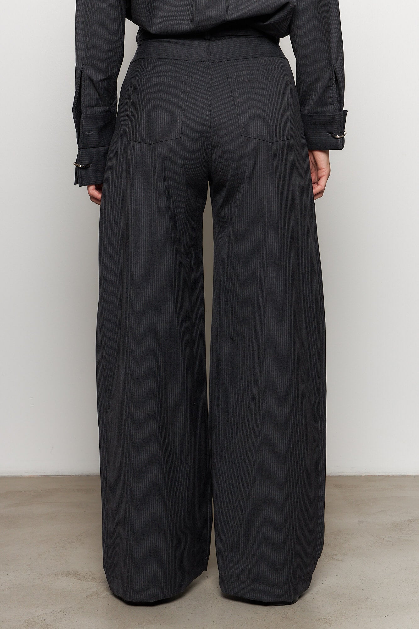 Pinstripe Wool Pleated Trousers
