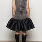 Denim Fitted Dress w Mikado Puff Hem